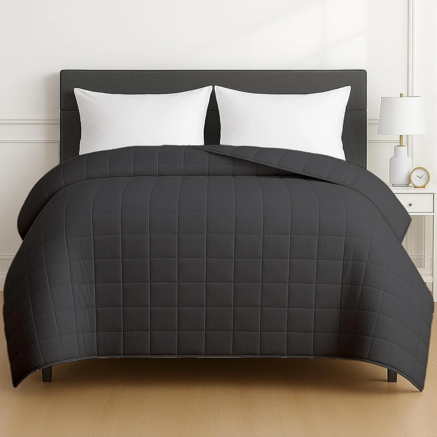 پتوی سنگین هوم اسمارت، سایز کینگ، یک لحاف سایز کینگ واقعی که فشار متوسطی را ارائه می دهد، مناسب برای زوج ها و تخت های کالیفرنیا کینگ، کینگ | 20 پوند، خاکستری تیره
