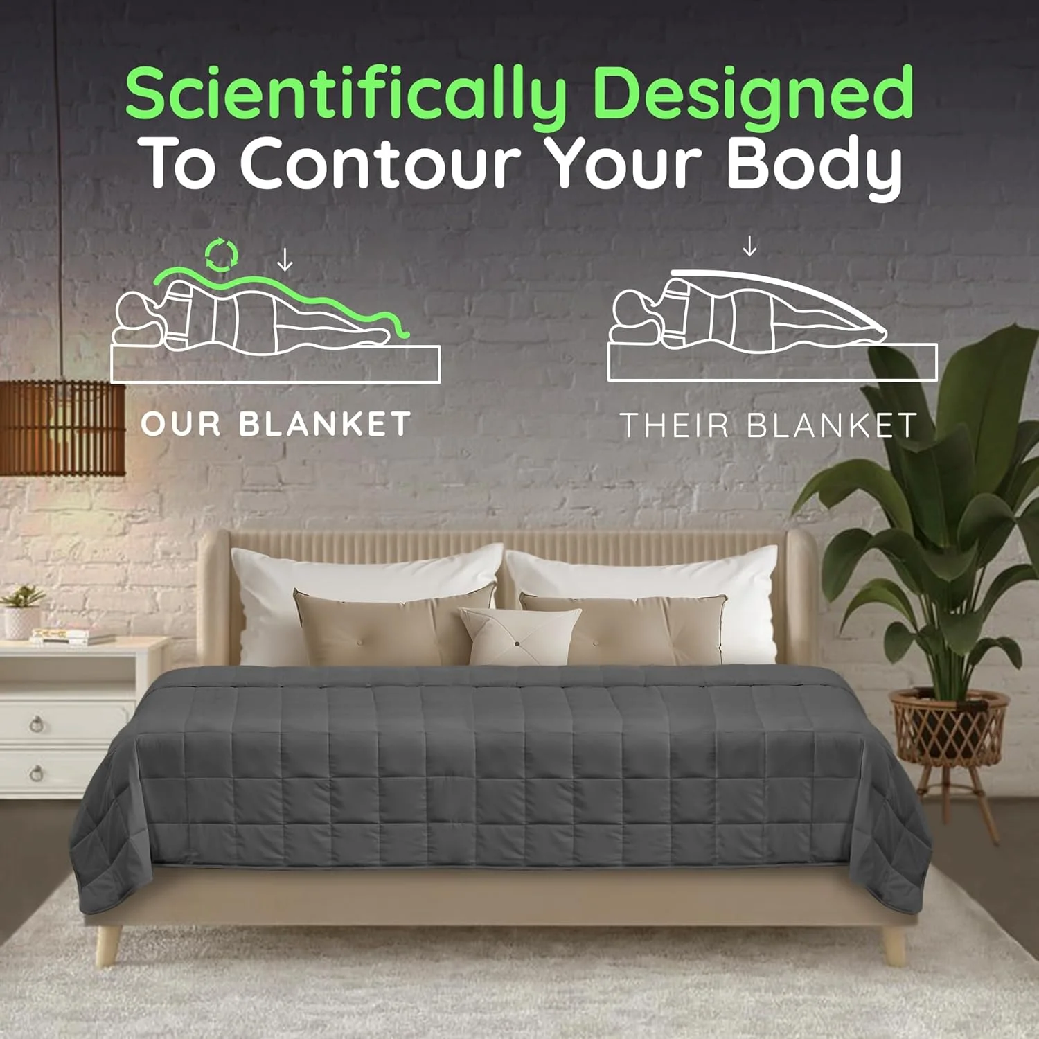 پتوی سنگین هوم اسمارت، سایز کینگ، یک لحاف سایز کینگ واقعی که فشار متوسطی را ارائه می دهد، مناسب برای زوج ها و تخت های کالیفرنیا کینگ، کینگ | 20 پوند، خاکستری تیره