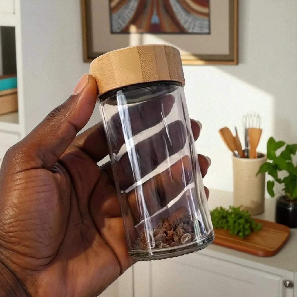 ست 24 عددی شیشه ادویه گرد مدرن 120 میلی لیتری با درب بامبو - ظروف خالی ادویه با درب لرزان و قیف، بدون برچسب، ظروف نگهداری دربسته برای ادویه جات، گیاهان و چاشنی ها