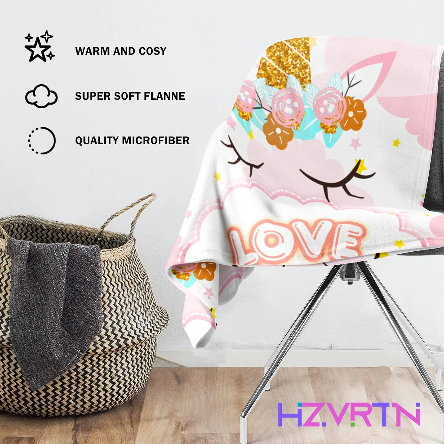 پتو تک شاخ HZVRTN، پتوی نوازشی، فلانل، کودکان، پتوی نوازشی صورتی برای دختران، پتوی نرم، هدیه تولد، مبل، تخت نشیمن، پتوی پشمی (تک شاخ B، 130 x 150 سانتی متر) پتو تک شاخ HZVRTN، پتوی نوازشی، فلانل، کودکان، پتوی نوازشی صورتی برای دختران، پتوی نرم، هدیه تولد، مبل، تخت نشیمن، پتوی پشمی (تک شاخ B، 130 x 150 سانتی متر)