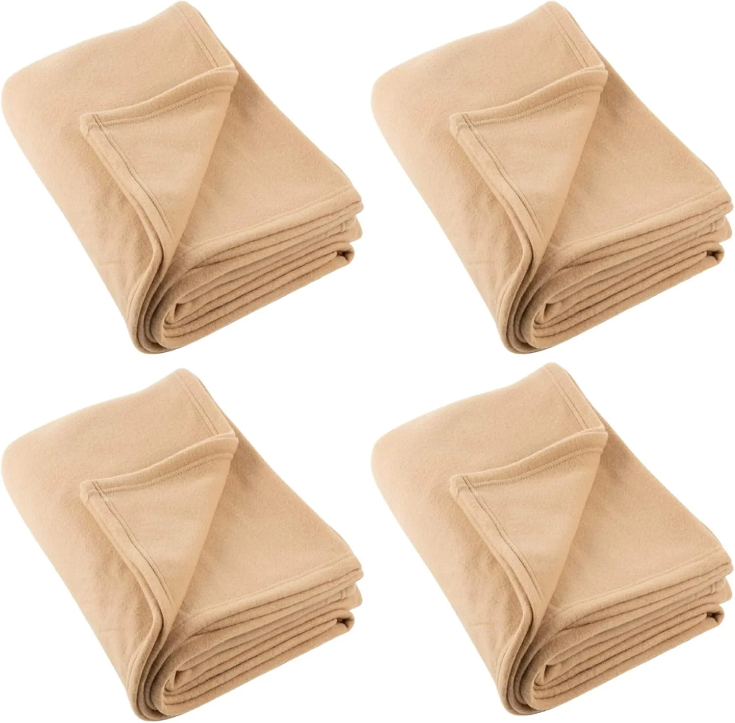 پتو پلار فلیس سبک وزن دو نفره IVAZA 300 TC مناسب تمام فصول (230 x 230 سانتی متر، طلایی) ست 4 عددی