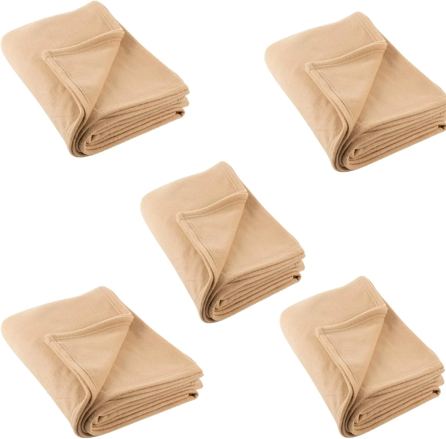 پتو پلار فلیس سبک وزن دو نفره طرح ساده IVAZA 300 TC مناسب تمام فصول (230 x 230 سانتی متر، طلایی) ست 5 عددی