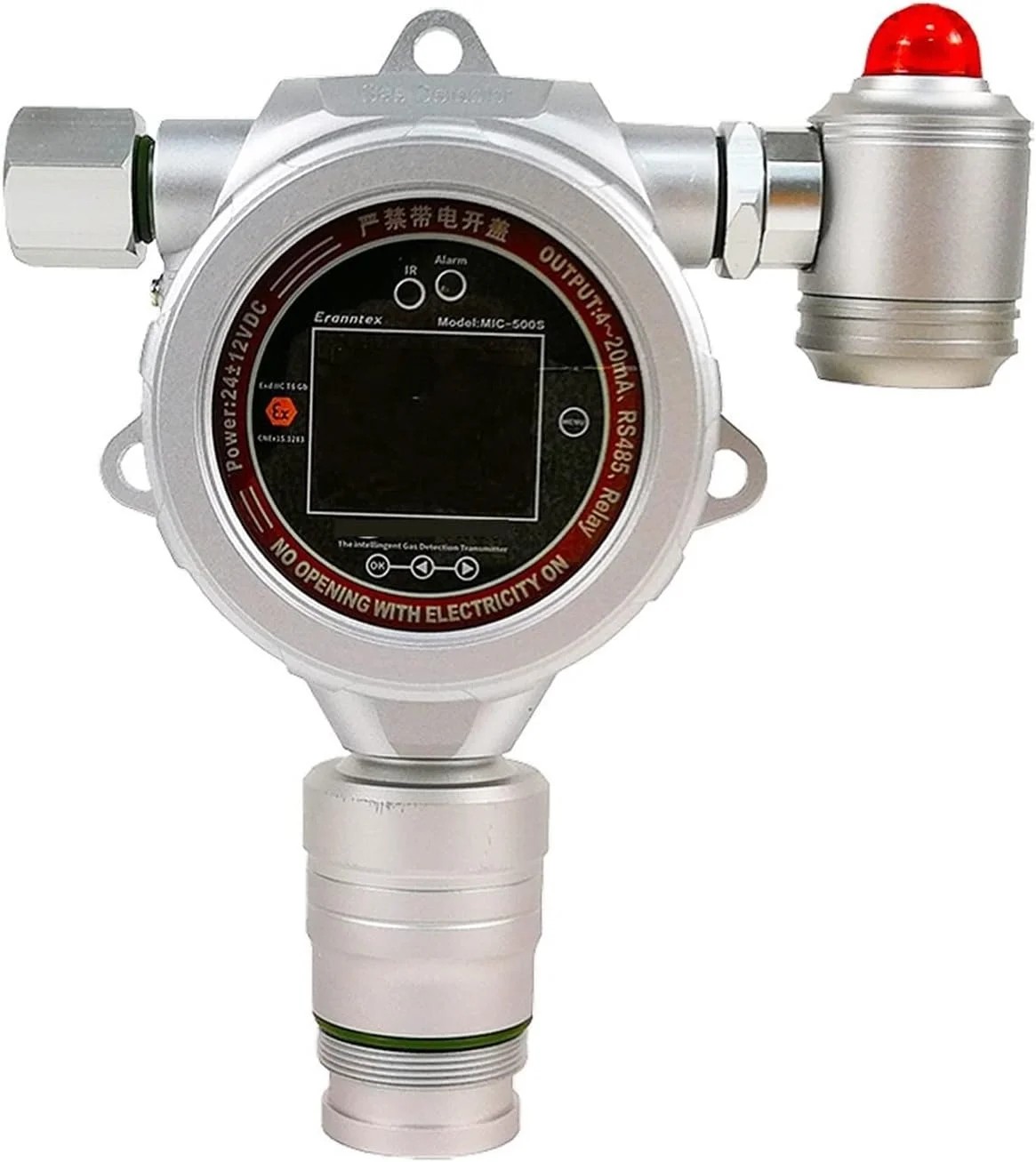 آشکارساز گاز TTGLRT سولفید هیدروژن 0-100ppm، آشکارساز گاز تک ثابت، سنسور با دقت بالا، برای مواد شیمیایی، نفت، خط لوله، آلارم با صدای بلند و صفحه نمایش دیجیتال LCD