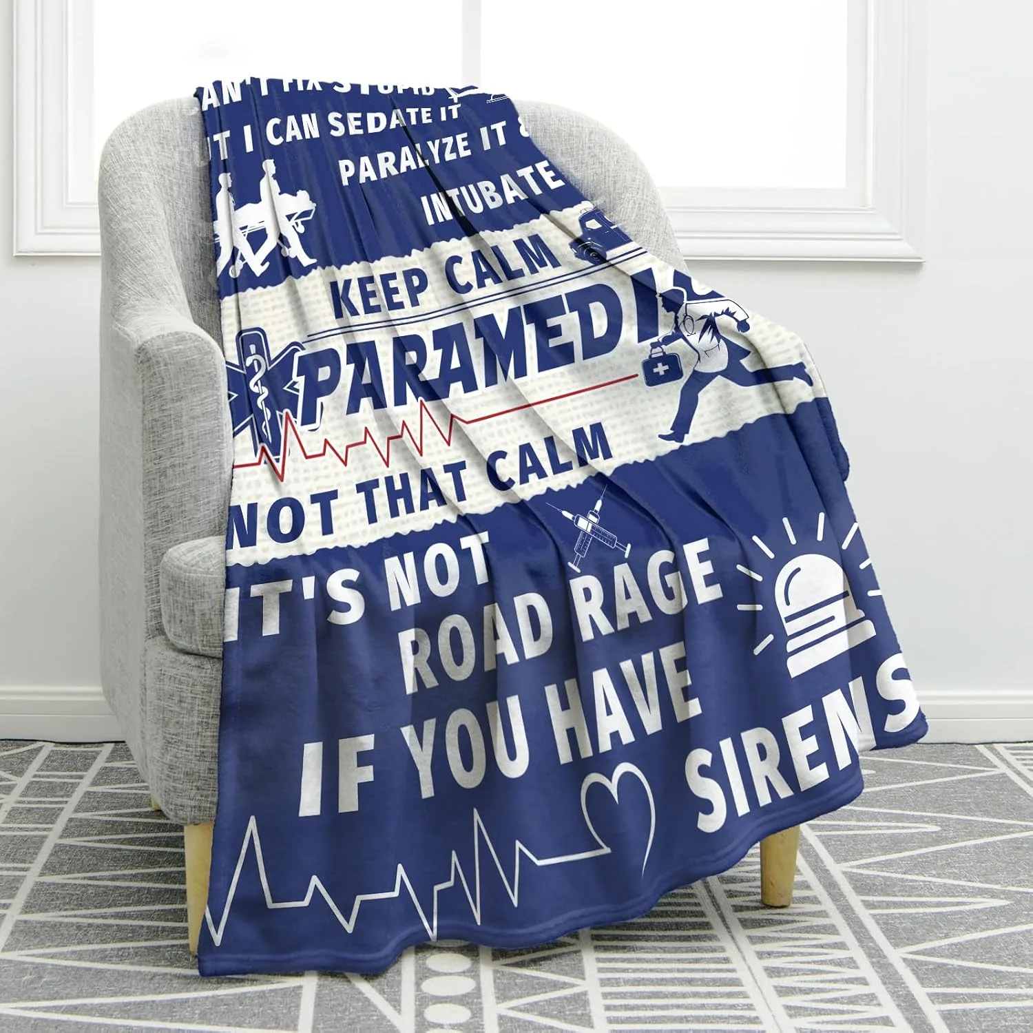 پتو طرح امدادگر Jekeno، هدیه ای مناسب برای خانم ها، آقایان، تکنسین های اورژانس، پرستاران، فارغ التحصیلان رشته پرستاری، تولد، ولنتاین، کریسمس، قدردانی، دکوراسیون منزل، مبل، تخت خواب، نرم، لطیف، پشمی، سایز 50"x60"