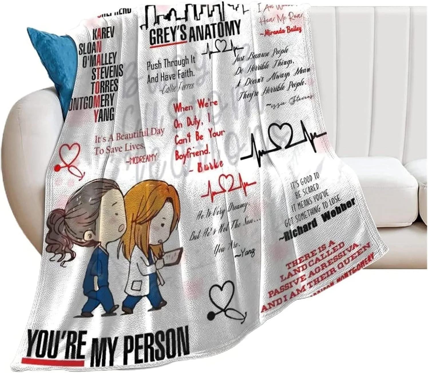 پتو پشمی جی کیو ای ام مدل Greys Anatomy، پتوی نرم برای تخت، مبل، کاناپه، صندلی، خوابگاه، پتوی مخملین اداری برای کودکان و بزرگسالان (سایز: 100 * 150 سانتی متر)