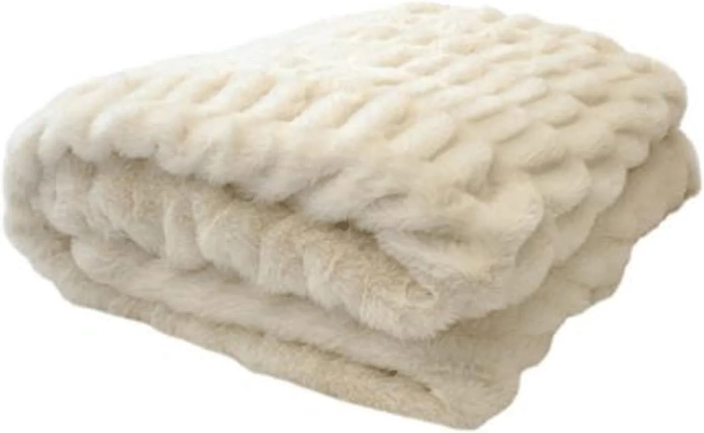 پتو KRSIAXG، پتو ضخیم، گرم و نرم، طرح پشم خرگوش، مناسب مبل، کاناپه، طرح چهارخانه نرم، روکش تخت خواب زمستانی (100x150 سانتی متر)