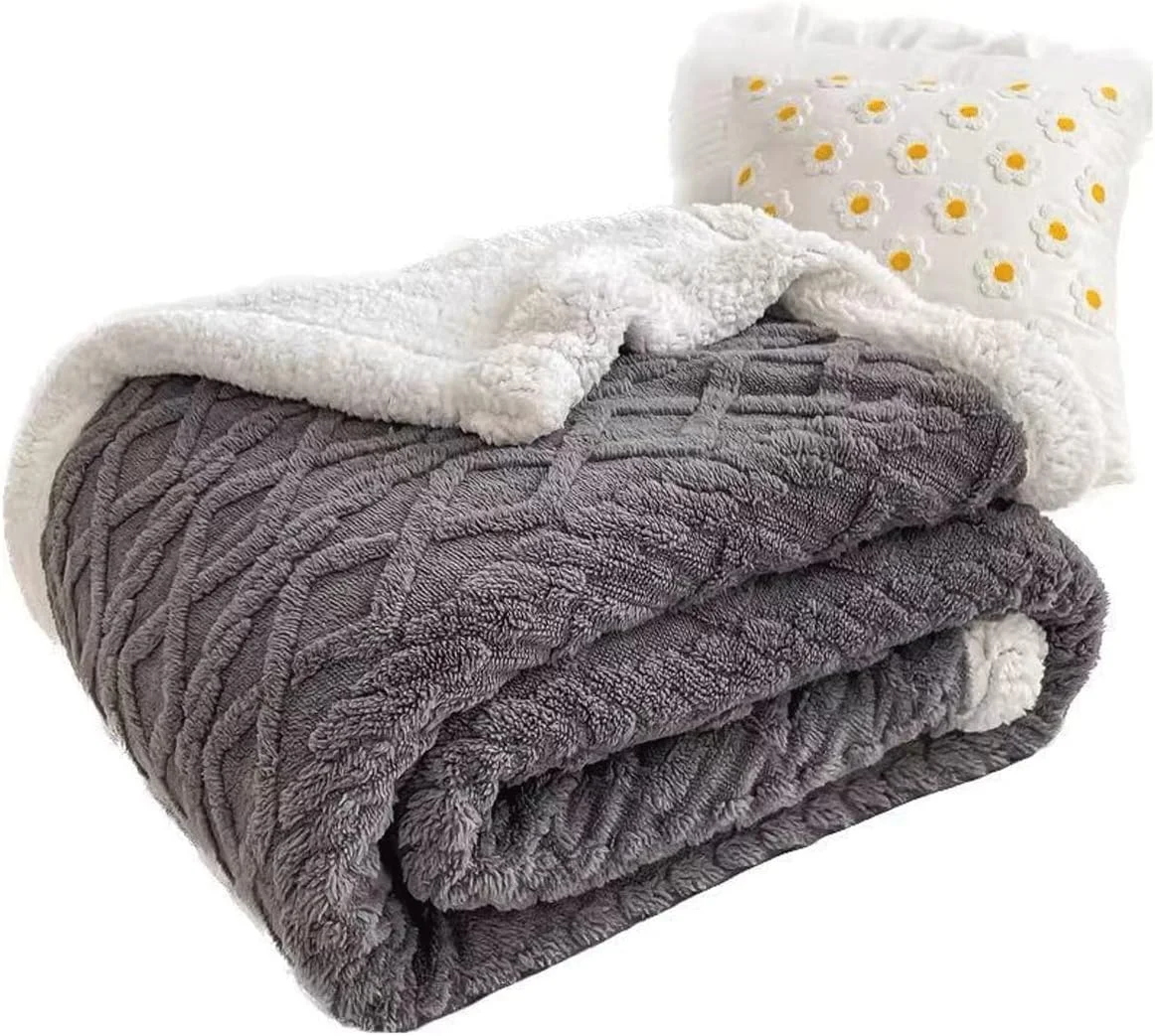 پتوهای گرم زمستانی KRSIAXG، لحاف دو نفره بسیار گرم، پتوهای ضخیم، لحاف پشمی چهارخانه برای زمستان، رو تختی دو طرفه روی تخت (100x150 سانتی متر)