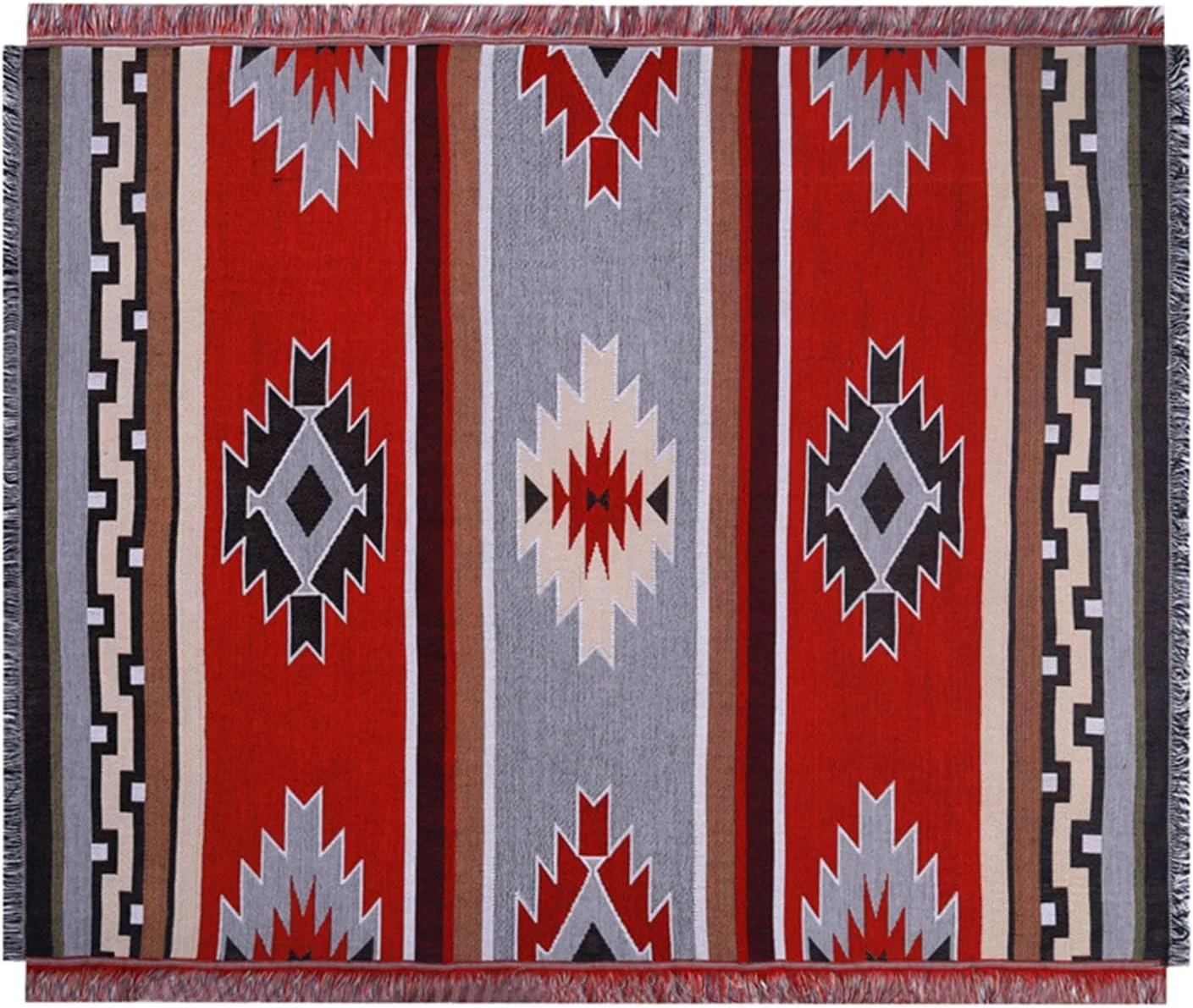 پتو طرح دار KRSIAXG مناسب تخت، مسافرت، کمپینگ، رو تختی، روتختی، طرح هندسی، روکش مبل