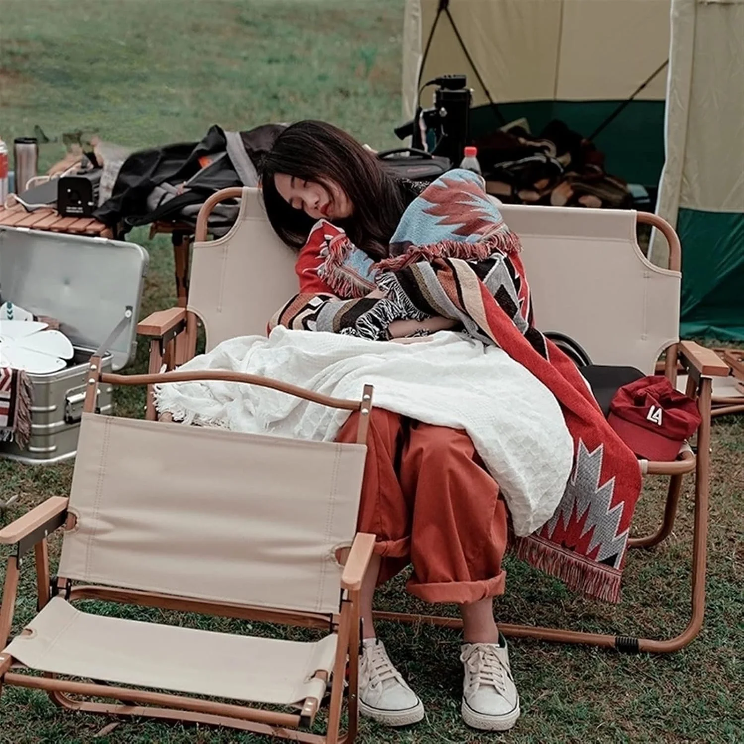 پتو طرح دار KRSIAXG مناسب تخت، مسافرت، کمپینگ، رو تختی، روتختی، طرح هندسی، روکش مبل