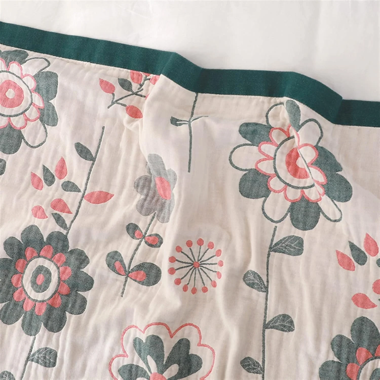 لحاف و روتختی نخی KRSIAXG طرح گل مناسب تخت یک نفره و دو نفره، لحاف خنک مناسب فصل تابستان، پتوی سبک و نرم برای چرت زدن (150x200 سانتی متر)
