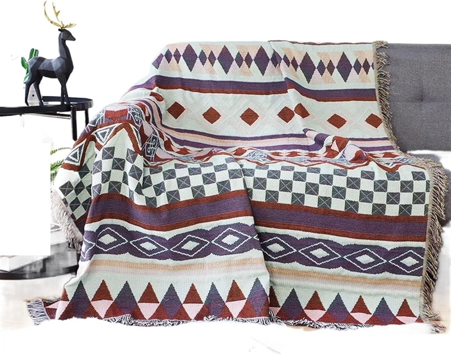 پتو KRSIAXG طرح دار، پتو نخی گرم، پتو مبل، طرح چهارخانه مناسب تخت، صندلی راحتی، پوشش صندلی تکی، پتو خانگی