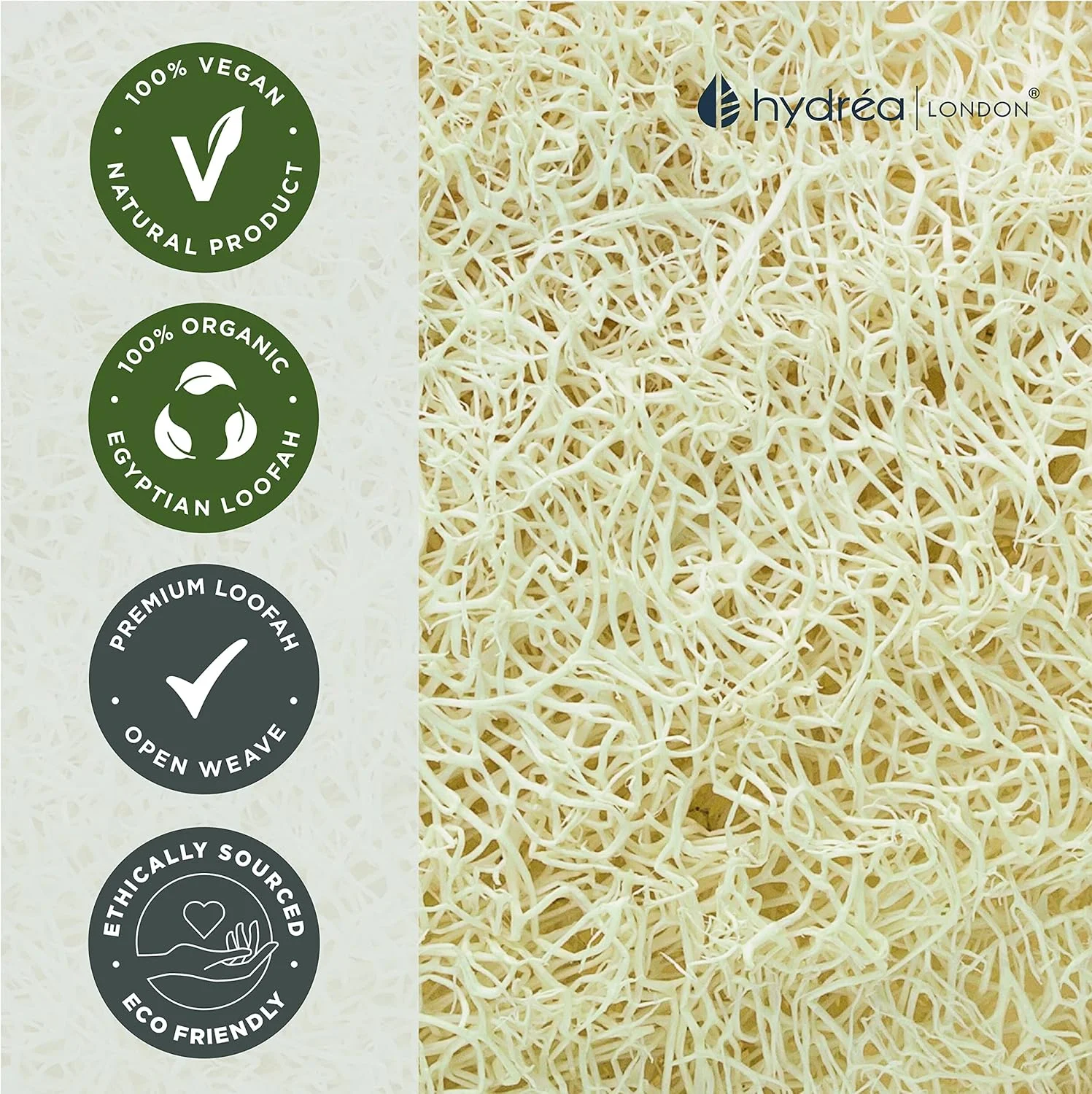 پد لوفا مصری ارگانیک Hydrea London، لایه بردار لوکس بدن، مراقبت طبیعی و با کیفیت از بدن برای حمام و دوش