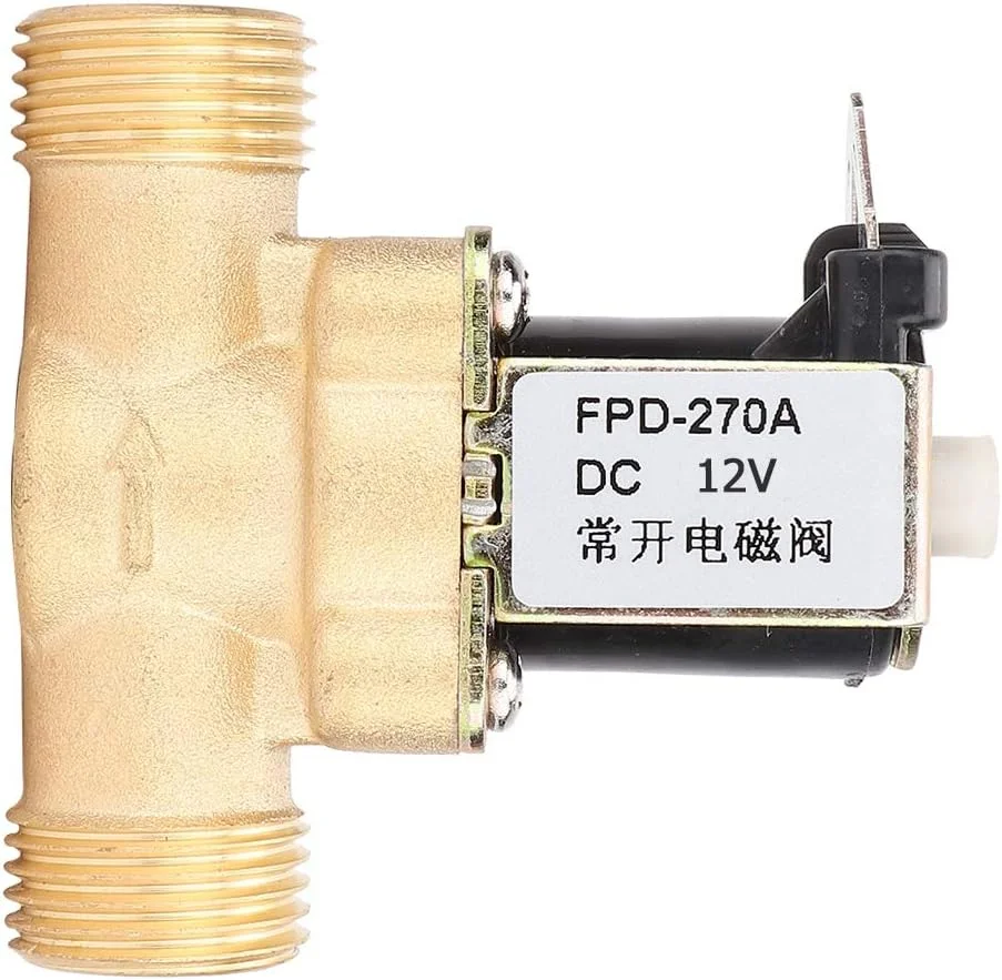 شیر برقی الکترومغناطیسی برنجی نرمال باز G1/2 اینچ، سوئیچ ورودی آب (DC12V)