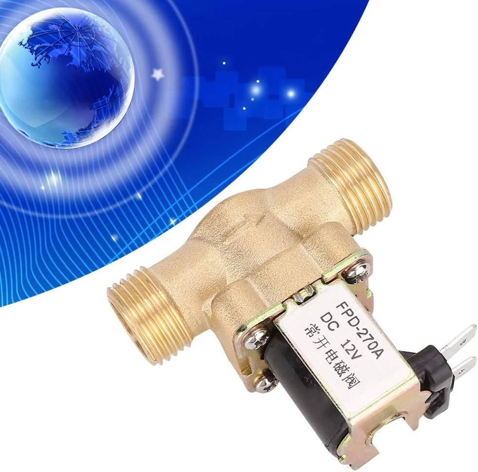 شیر برقی الکترومغناطیسی برنجی نرمال باز G1/2 اینچ، سوئیچ ورودی آب (DC12V)