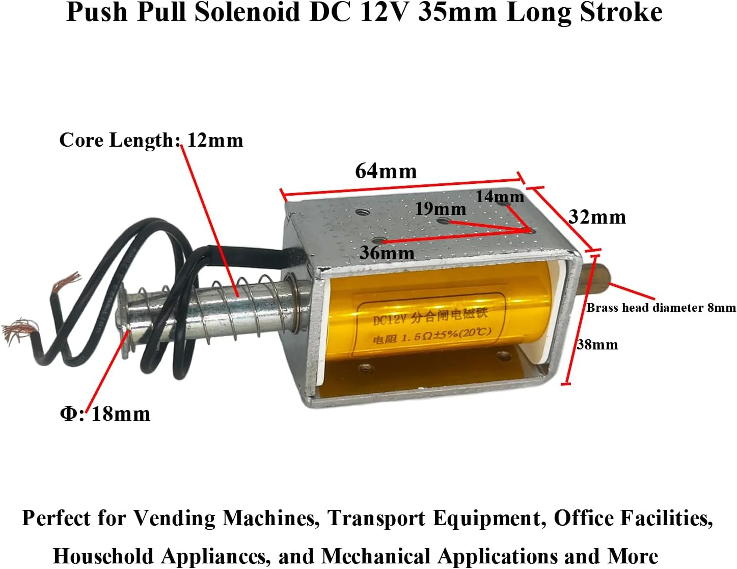 سلونوئید کششی DC 12V با طول کورس 35 میلی متر، آهنربای الکتریکی کوچک برای خودروها، پروژه ها و کارهای DIY سلونوئید کششی DC 12V با طول کورس 35 میلی متر، آهنربای الکتریکی کوچک برای خودروها، پروژه ها و کارهای DIY