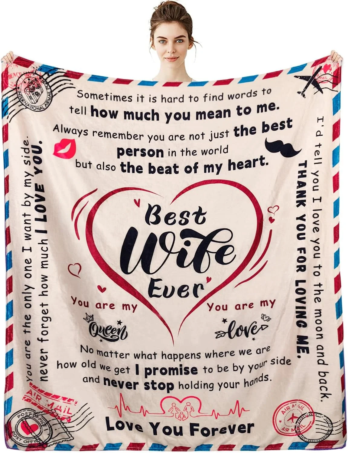 هدیه Lookio Chubba برای همسر از طرف شوهر - پتو مسافرتی برای روز ولنتاین، روز مادر، عروسی - 50x60 اینچ