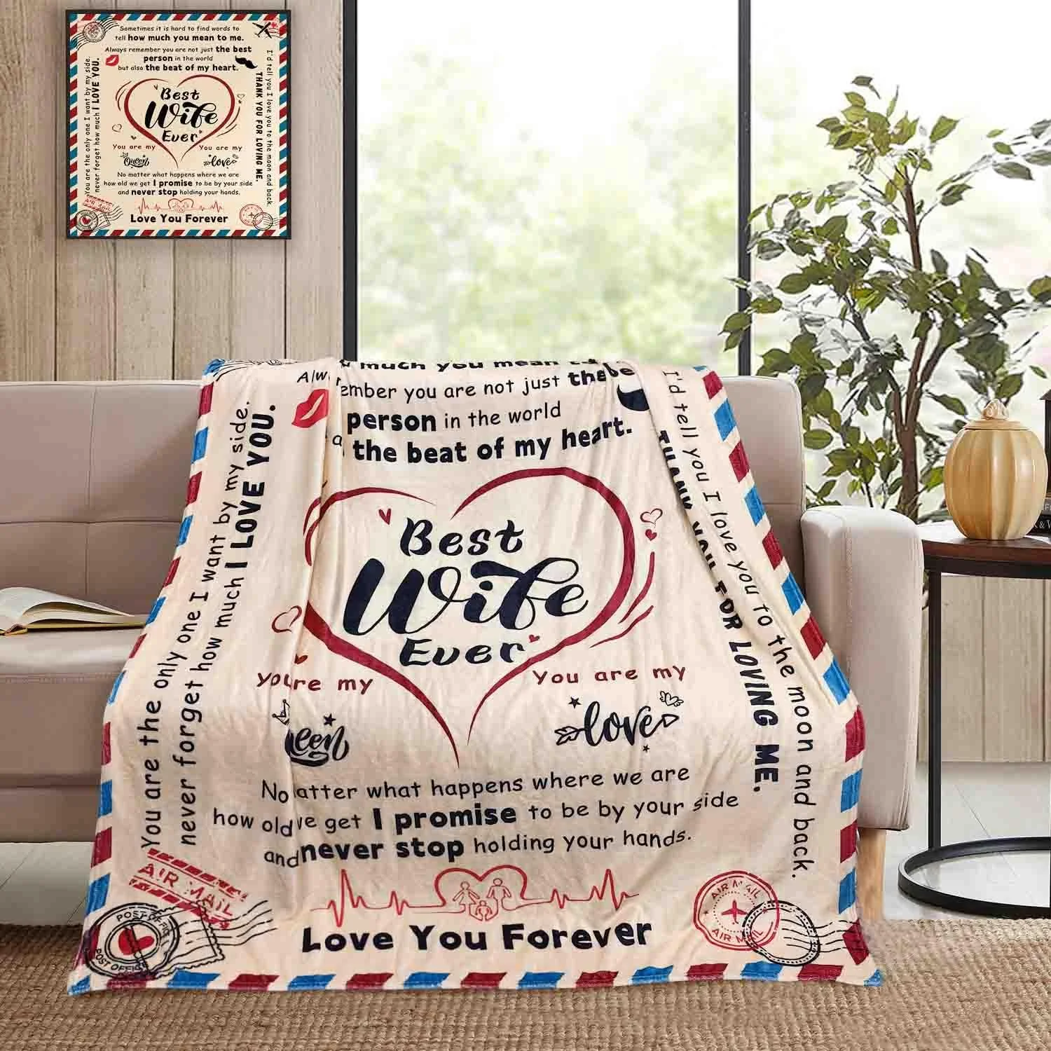 هدیه Lookio Chubba برای همسر از طرف شوهر - پتو مسافرتی برای روز ولنتاین، روز مادر، عروسی - 50x60 اینچ