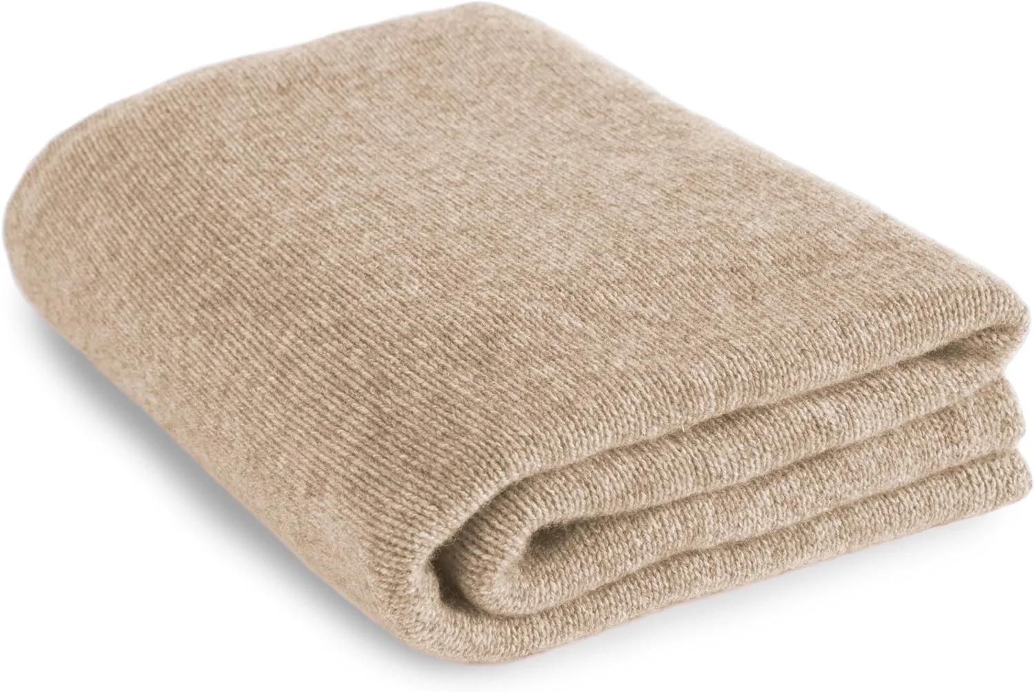پتو کشمیری لوکس Love Cashmere، 100% کشمیری، رنگ طبیعی روشن - ساخت اسکاتلند