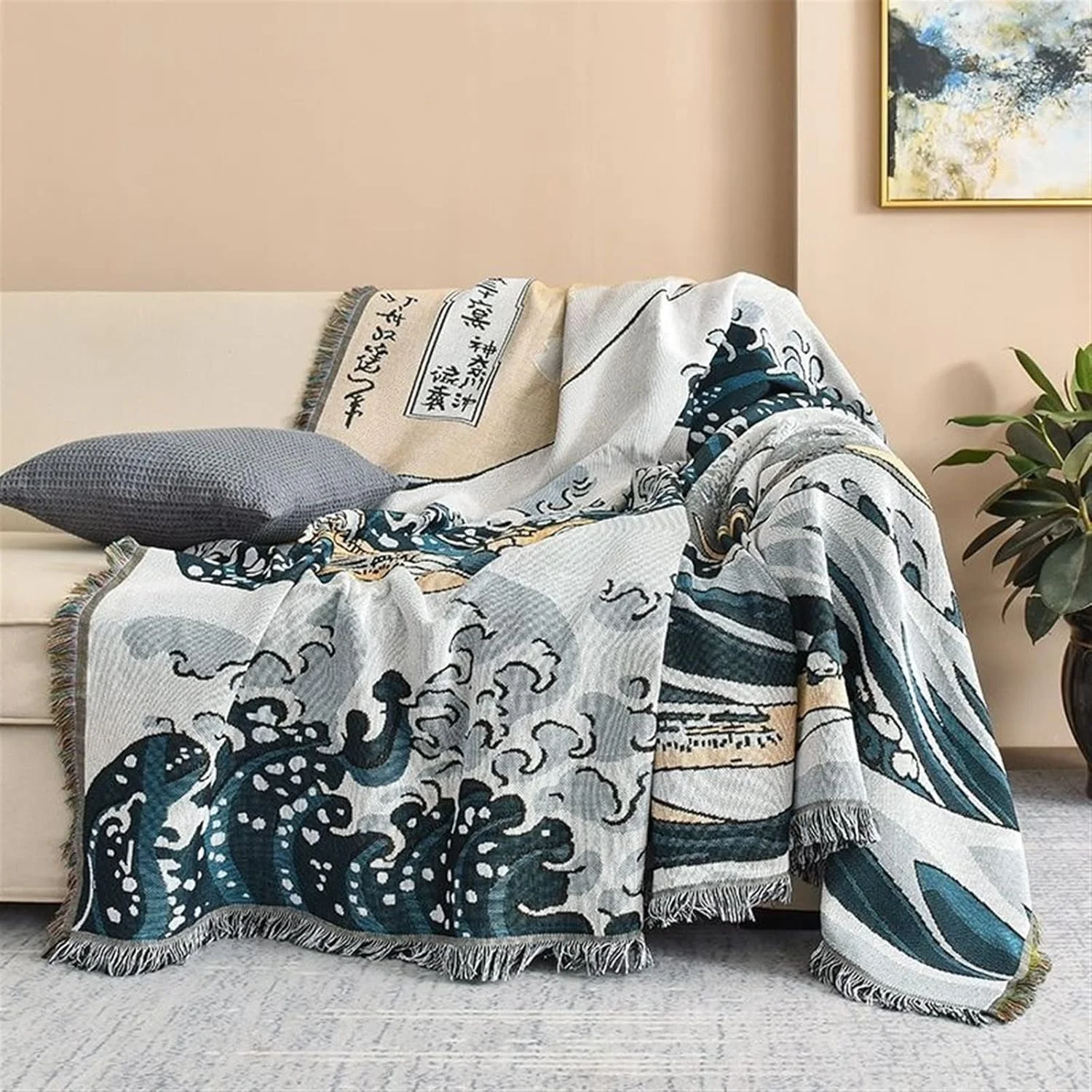 پتو لویویی، پارچه ای ساده با طرح موج، مناسب منزل، پتو مبل، سایز بزرگ، مناسب مبل دو نفره، کمپینگ و پیک نیک