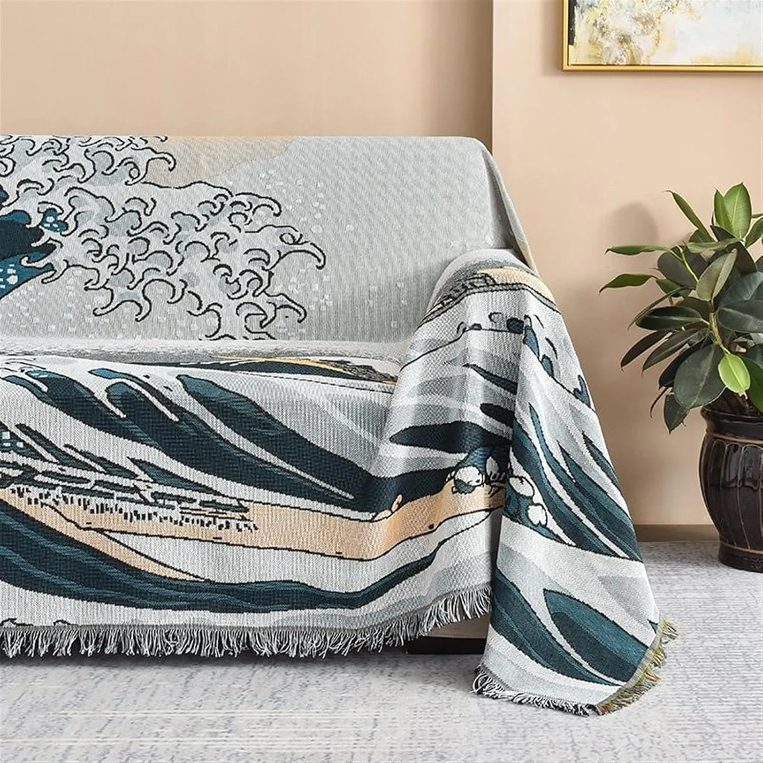 پتو لویویی، پارچه ای ساده با طرح موج، مناسب منزل، پتو مبل، سایز بزرگ، مناسب مبل دو نفره، کمپینگ و پیک نیک