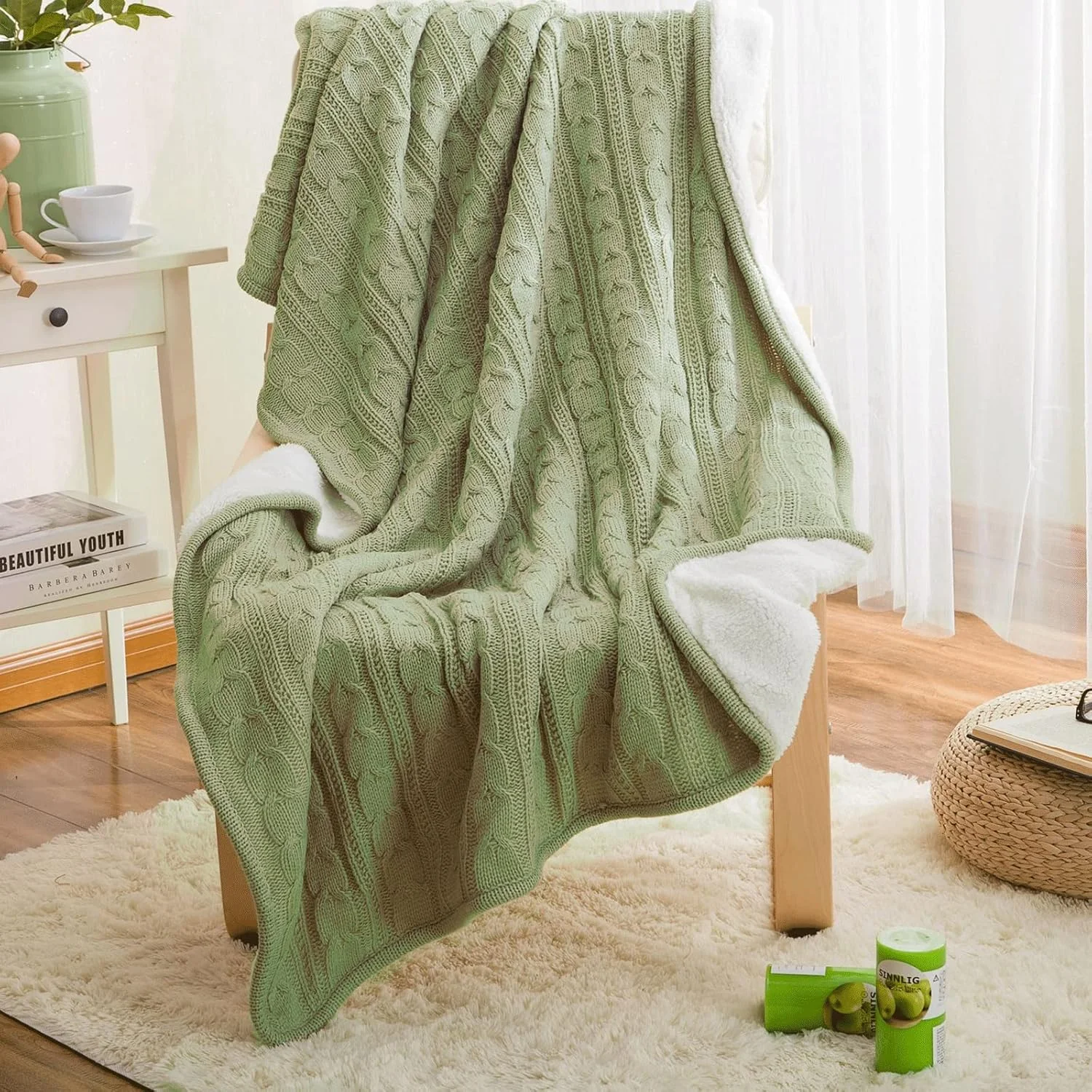 پتو لویه، پتوهای نرم و لطیف با حس کشمیر، طرح راه راه بافتنی، مناسب تخت و گرم برای زمستان (صورتی)