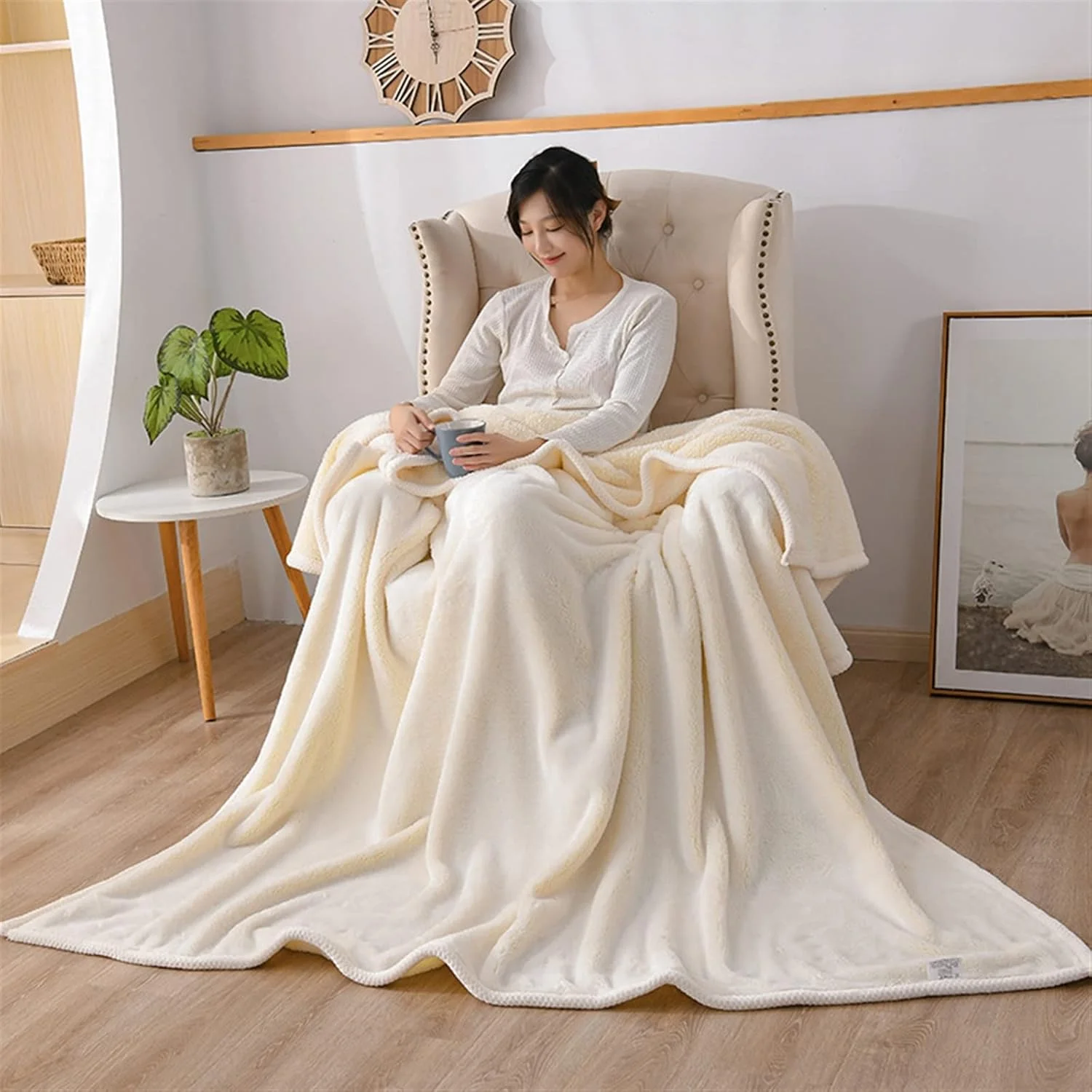 LOYOUYEO Blankets Super Warm Lamb Quilt Winter Blanket Double-sided Velvet Thickened Warm Autumn Blanket Striped Bed