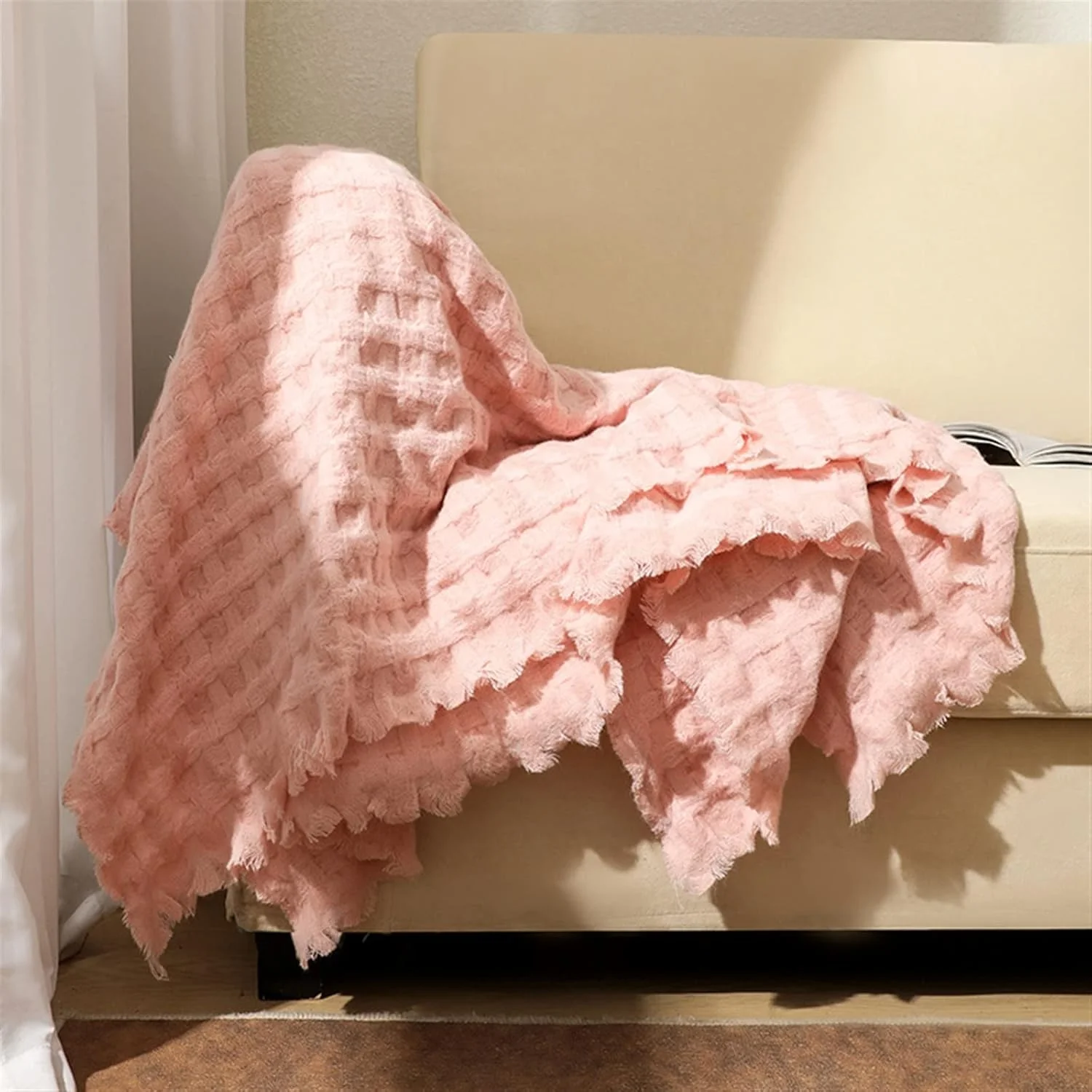 پتو تختخوابی نخی LOYOUYEO، روانداز، لحاف نازک، روتختی بافتنی، روکش هتلی خانگی، پتو روانداز