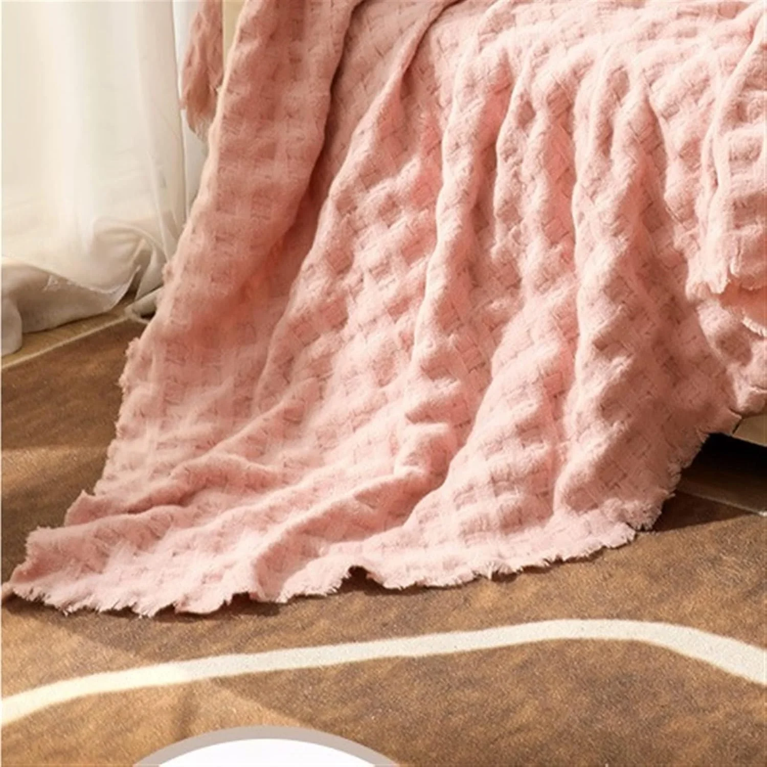 پتو تختخوابی نخی LOYOUYEO، روانداز، لحاف نازک، روتختی بافتنی، روکش هتلی خانگی، پتو روانداز