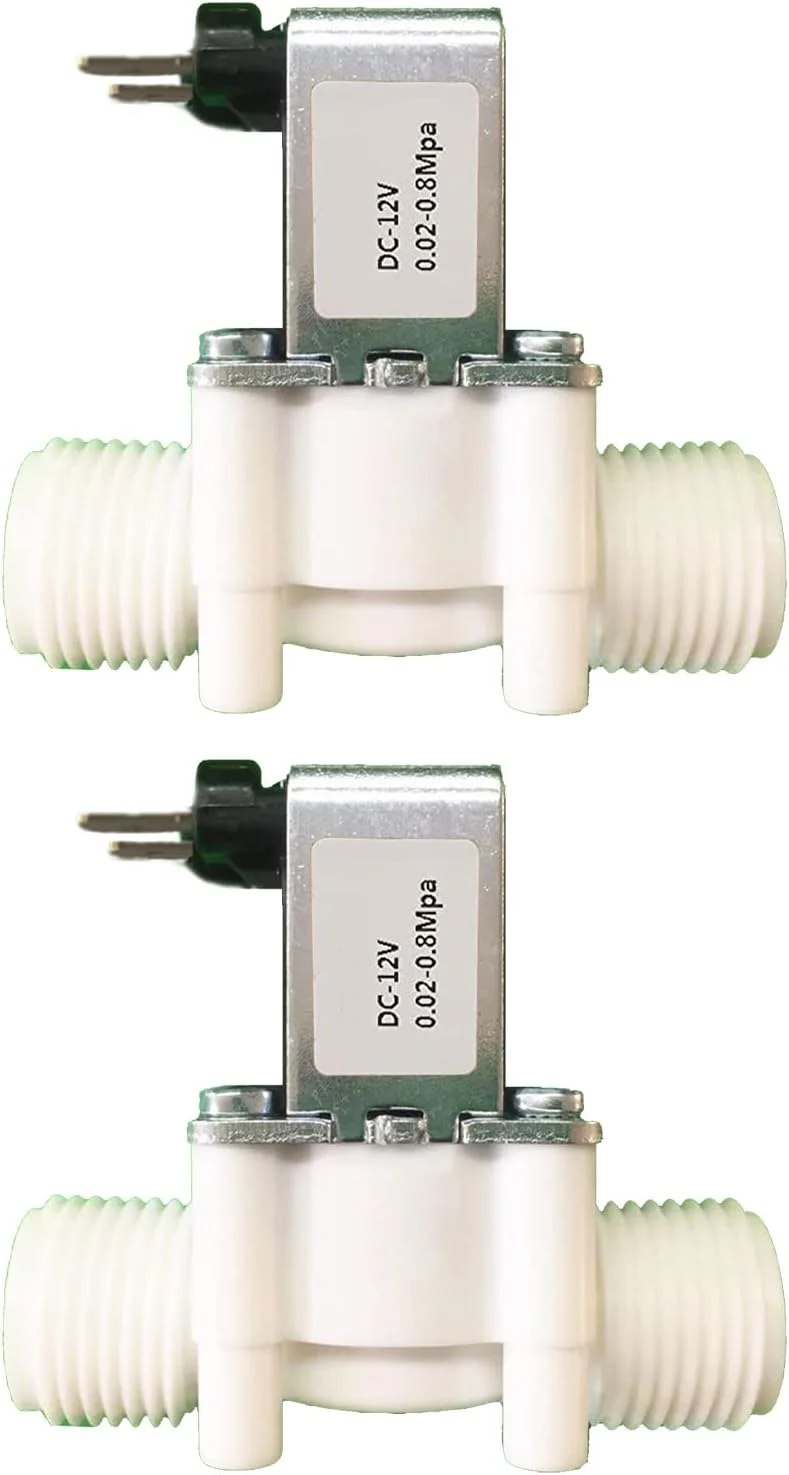 شیر آب GERUI بسته 2 عددی، شیر برقی 12 ولت DC، شیر الکترومغناطیسی NC، شیر برقی ورودی آب G3/4 اینچ، سوئیچ جریان ورودی آب اتصال سریع