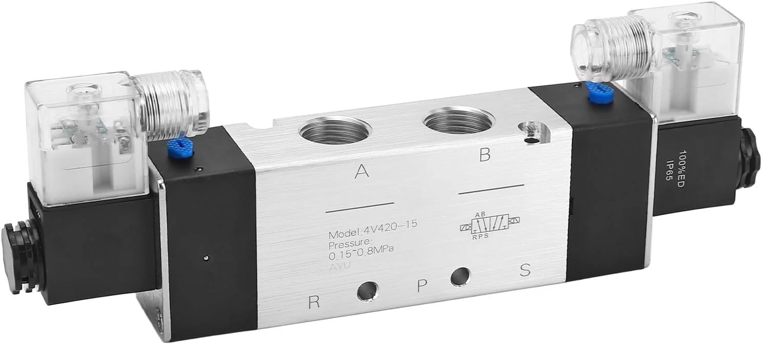 شیر برقی پنوماتیک Mingzhe با دوام و دقت بالا، 3 موقعیت، 5 راه، نوع اتصال شیر کنترل الکترومغناطیسی، اتوماسیون صنعتی (AC220V)