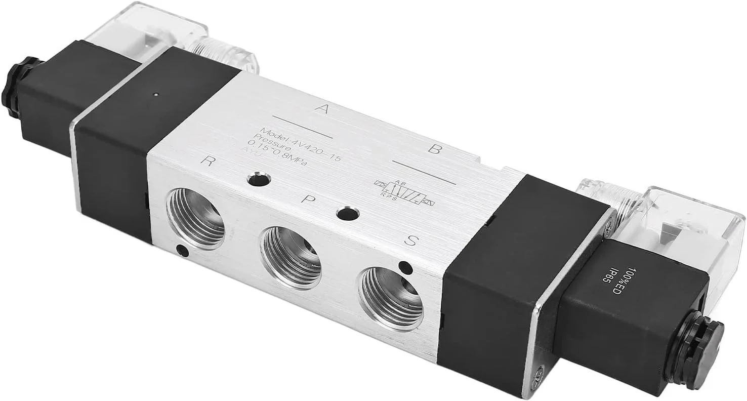 شیر برقی پنوماتیک Mingzhe با دوام و دقت بالا، 3 موقعیت، 5 راه، نوع اتصال شیر کنترل الکترومغناطیسی، اتوماسیون صنعتی (AC220V)