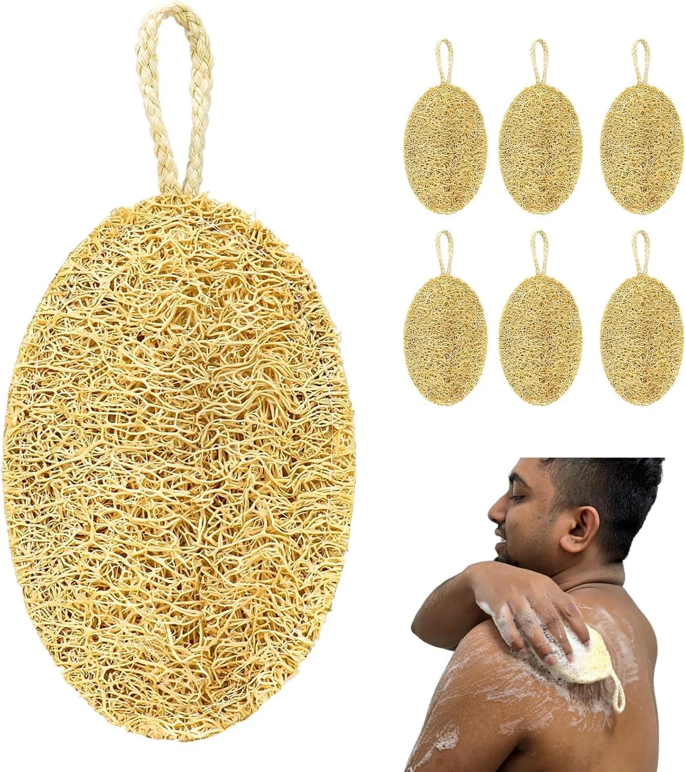 دسته اسفنج لوفا طبیعی WNYDTSOG، 6 عددی، لایه بردار بدن، لوفا دوش برای پوست صورت و پشت، اسکراب پشت برای مردان، اسفنج های اسکراب، بدون ایجاد خراش