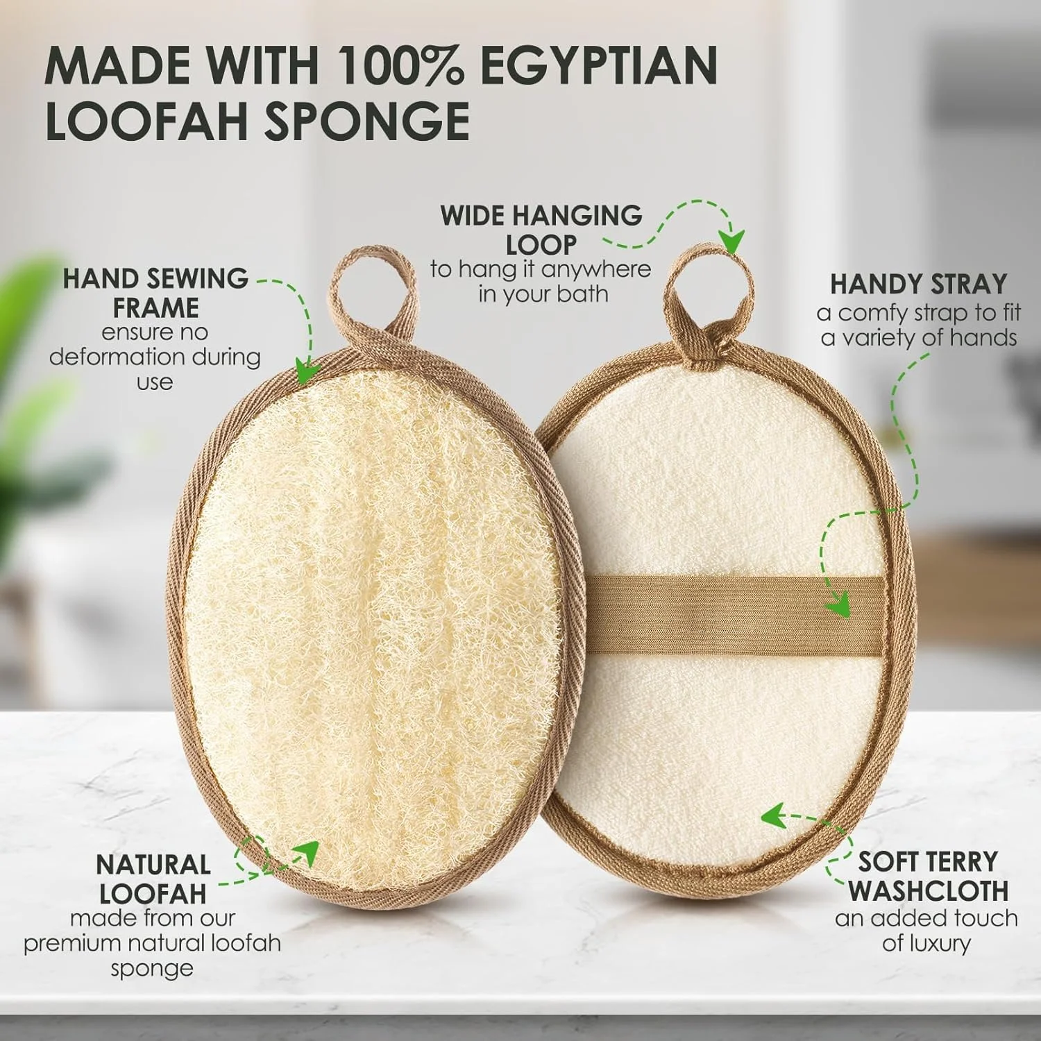 لیف اسفنجی طبیعی یونییکینگ، ساخته شده با اسفنج لوفا مصری طبیعی، لیف اسفنجی حمام برای زنان و مردان، برای صورت و بدن - 2 عدد
