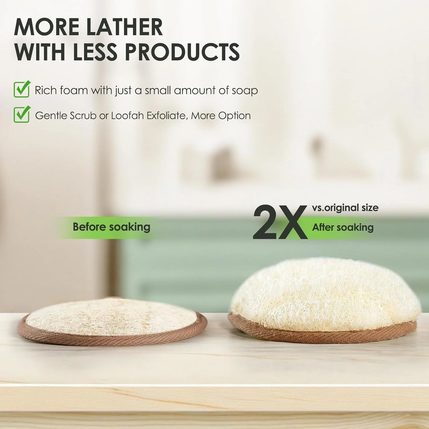 لیف اسفنجی طبیعی یونییکینگ، ساخته شده با اسفنج لوفا مصری طبیعی، لیف اسفنجی حمام برای زنان و مردان، برای صورت و بدن - 2 عدد