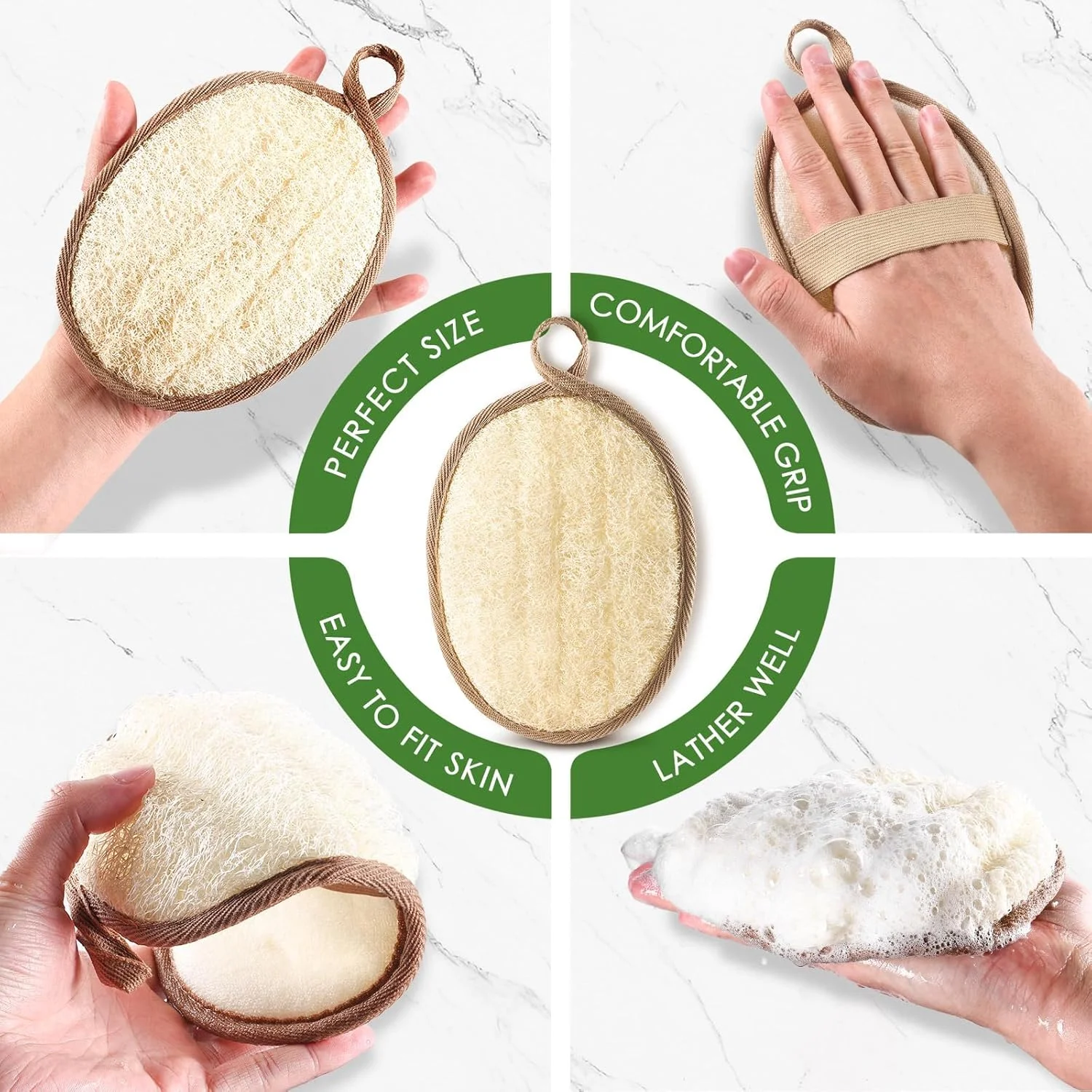 لیف اسفنجی طبیعی یونییکینگ، ساخته شده با اسفنج لوفا مصری طبیعی، لیف اسفنجی حمام برای زنان و مردان، برای صورت و بدن - 2 عدد