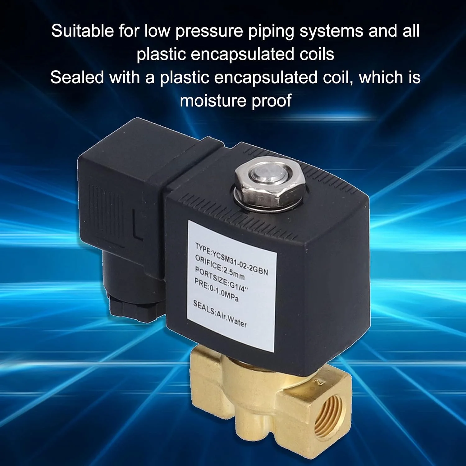 شیر برنجی سلونوئیدی نرمال بسته YCSM31-02-2GBN، شیر الکترومغناطیسی کوچک با عملکرد مستقیم، شیر آب، برای سیستم های لوله کشی با فشار پایین (DC12V)