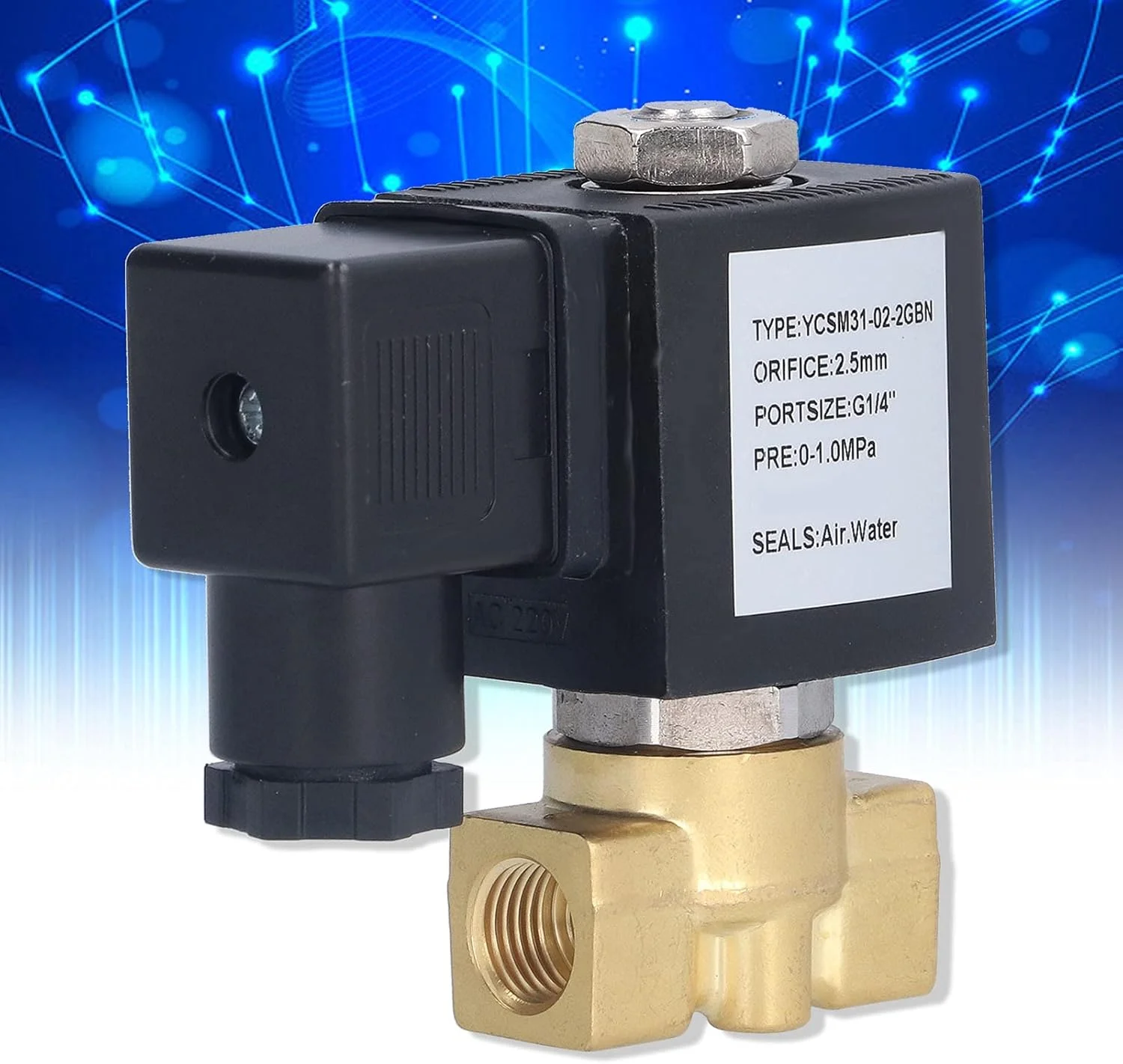 شیر برنجی سلونوئیدی نرمال بسته YCSM31-02-2GBN، شیر الکترومغناطیسی کوچک با عملکرد مستقیم، شیر آب، برای سیستم های لوله کشی با فشار پایین (DC12V)