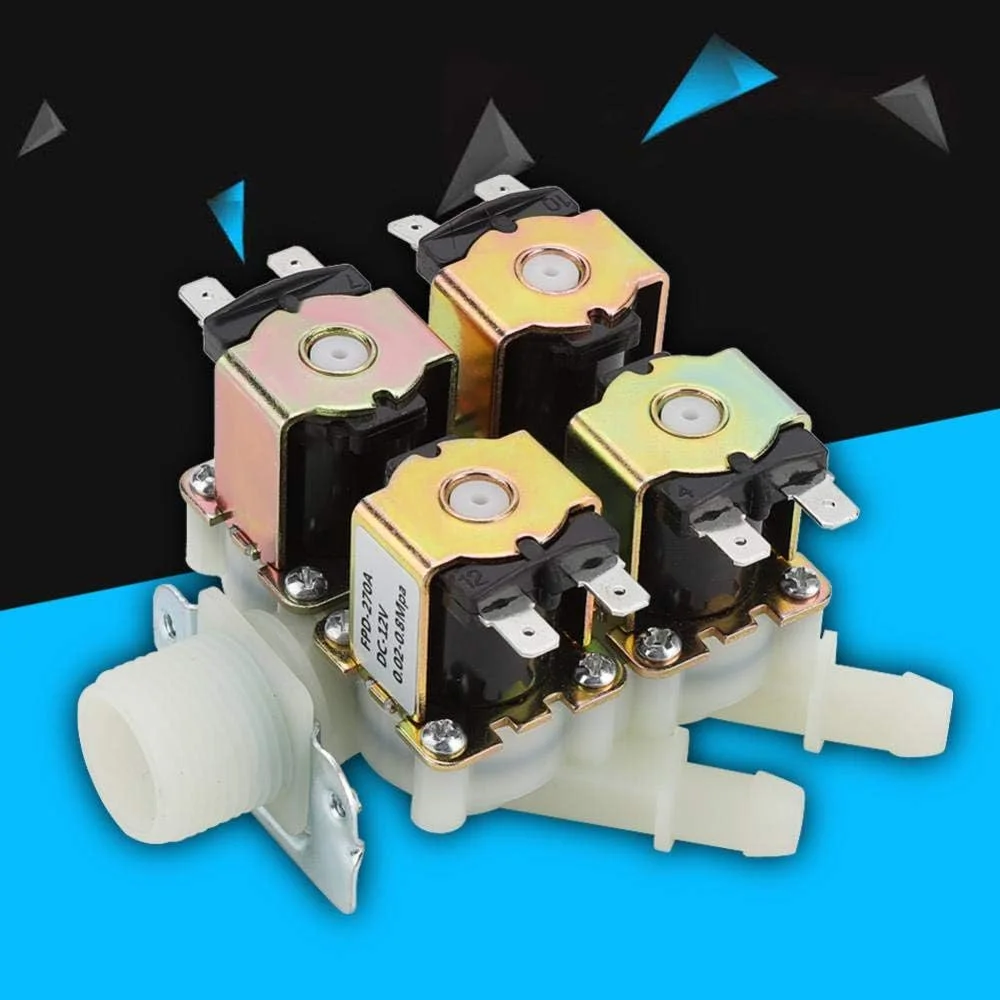 شیر برقی آب فاسینت، DC 12V DN20 G3/4 اینچ 1 ورودی 4 خروجی شیر الکترومغناطیسی پلاستیکی، شیر برقی آب ورودی نرمال بسته برای تمیز کردن اتوماتیک