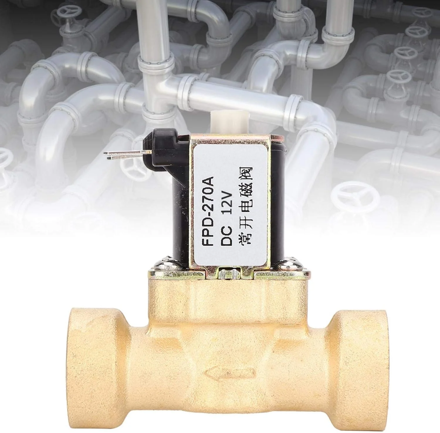 شیر برقی الکترومغناطیسی برنجی مادگی G1/2 اینچ، شیر برقی یک طرفه سیم داخلی برنجی (DC12V)