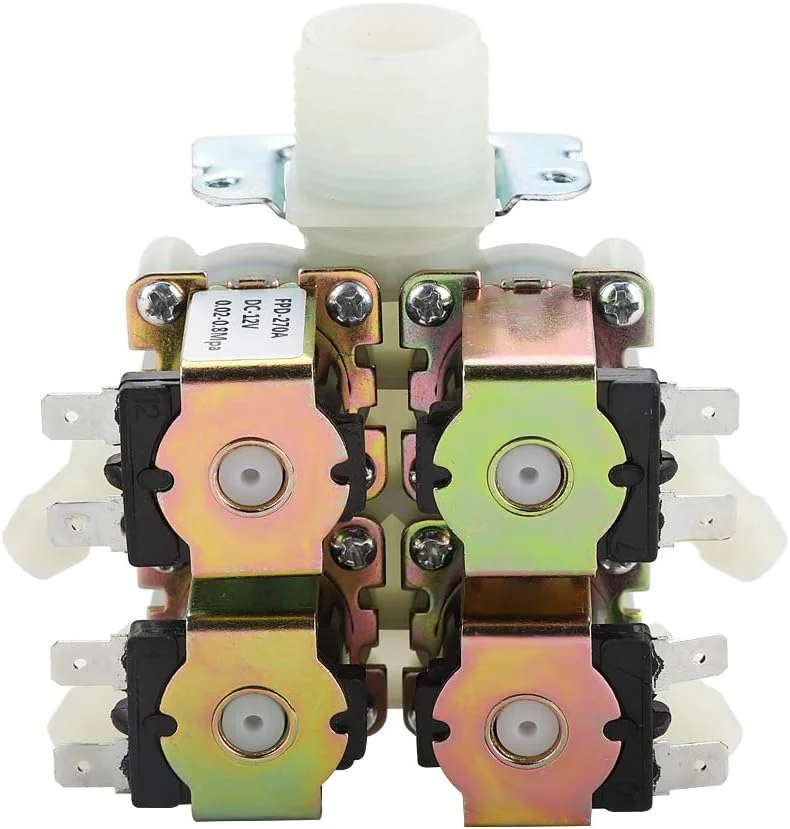 شیر برقی آب فاسینت، DC 12V DN20 G3/4 اینچ 1 ورودی 4 خروجی شیر الکترومغناطیسی پلاستیکی، شیر برقی آب ورودی نرمال بسته برای تمیز کردن اتوماتیک