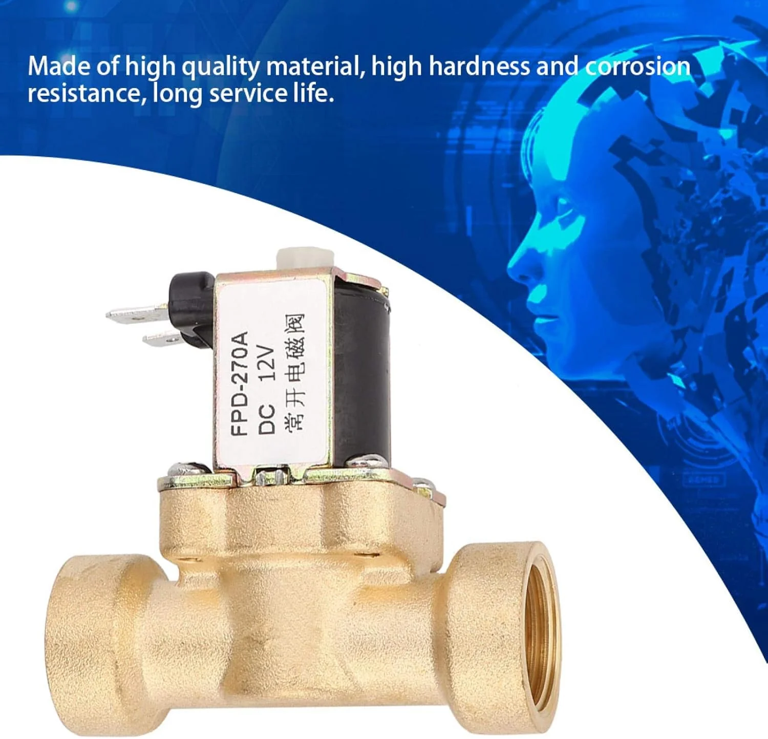 شیر برقی الکترومغناطیسی برنجی مادگی G1/2 اینچ، شیر برقی یک طرفه سیم داخلی برنجی (DC12V)