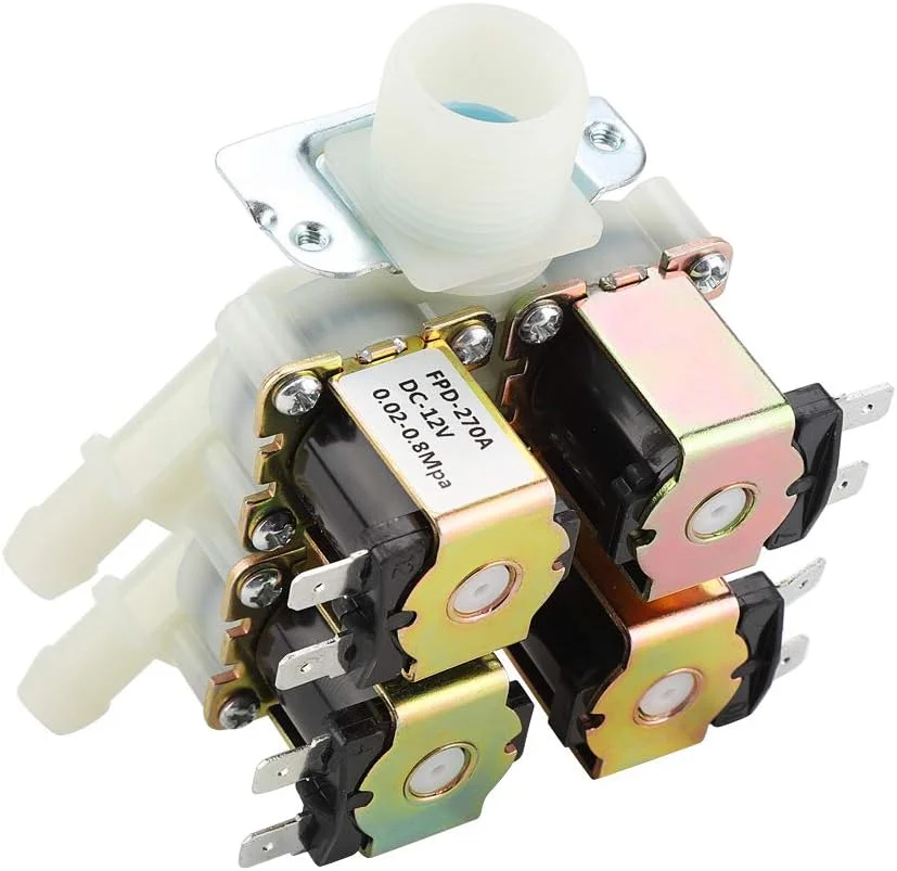 شیر برقی آب فاسینت، DC 12V DN20 G3/4 اینچ 1 ورودی 4 خروجی شیر الکترومغناطیسی پلاستیکی، شیر برقی آب ورودی نرمال بسته برای تمیز کردن اتوماتیک