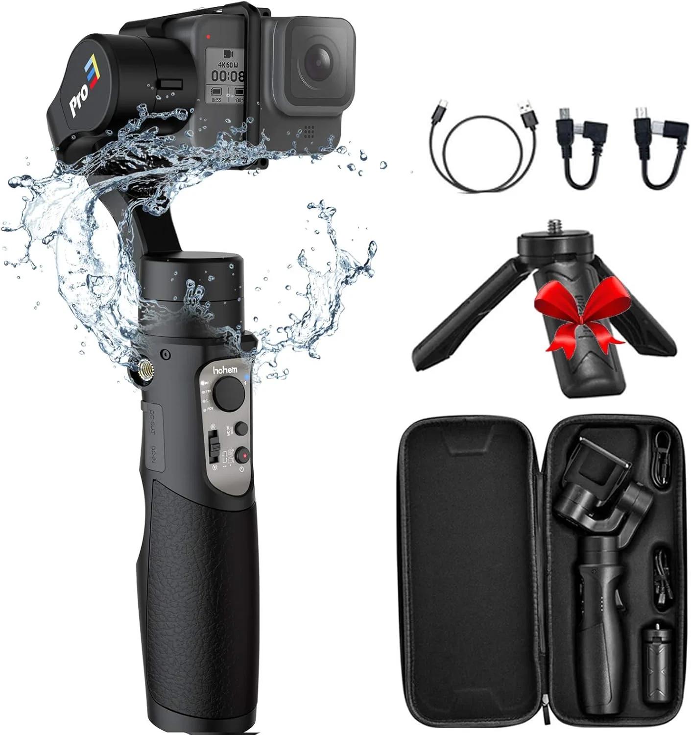 لرزشگیر گیمبال 3 محوره Hohem iSteady Pro 3 برای Gopro 8/7/6/5/4، برای Osmo Action و سایر دوربین های اکشن - پشتیبانی از کنترل WiFi و کابل، مقاوم در برابر پاشش آب IPX4 (نسخه جدید 2020)