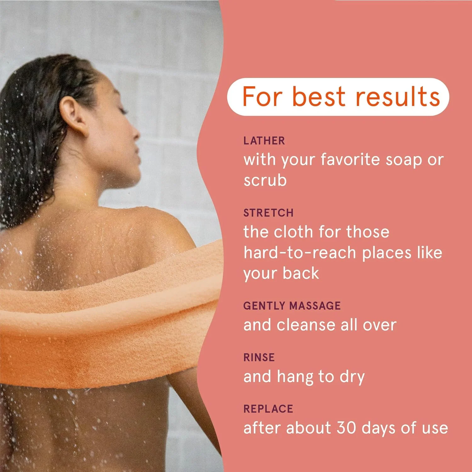 لیف لایه بردار بدن کلین لاجیک، لیف حمام و دوش کشسان برای پوست صاف و نرم تر، ابزار مراقبت روزانه پوست قابل استفاده مجدد، 1 عدد لیف لایه بردار بدن کلین لاجیک، لیف حمام و دوش کشسان برای پوست صاف و نرم تر، ابزار مراقبت روزانه پوست قابل استفاده مجدد، 1 عدد