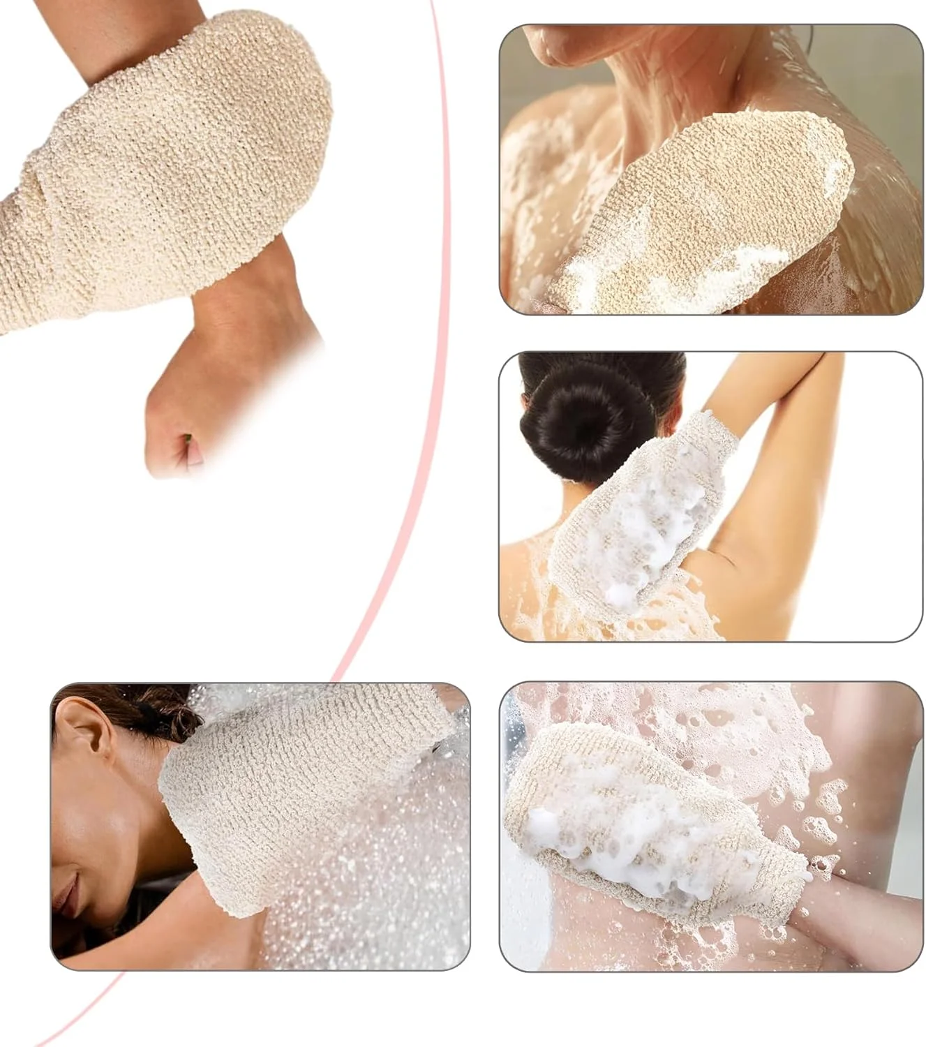 دستکش لایه بردار دووماما - لیف نرم الیاف بامبو طبیعی صورت و بدن برای آقایان و بانوان | پاکسازی عمیق، ماساژ، ملایم برای انواع پوست | دستکش حمام الیاف بامبو