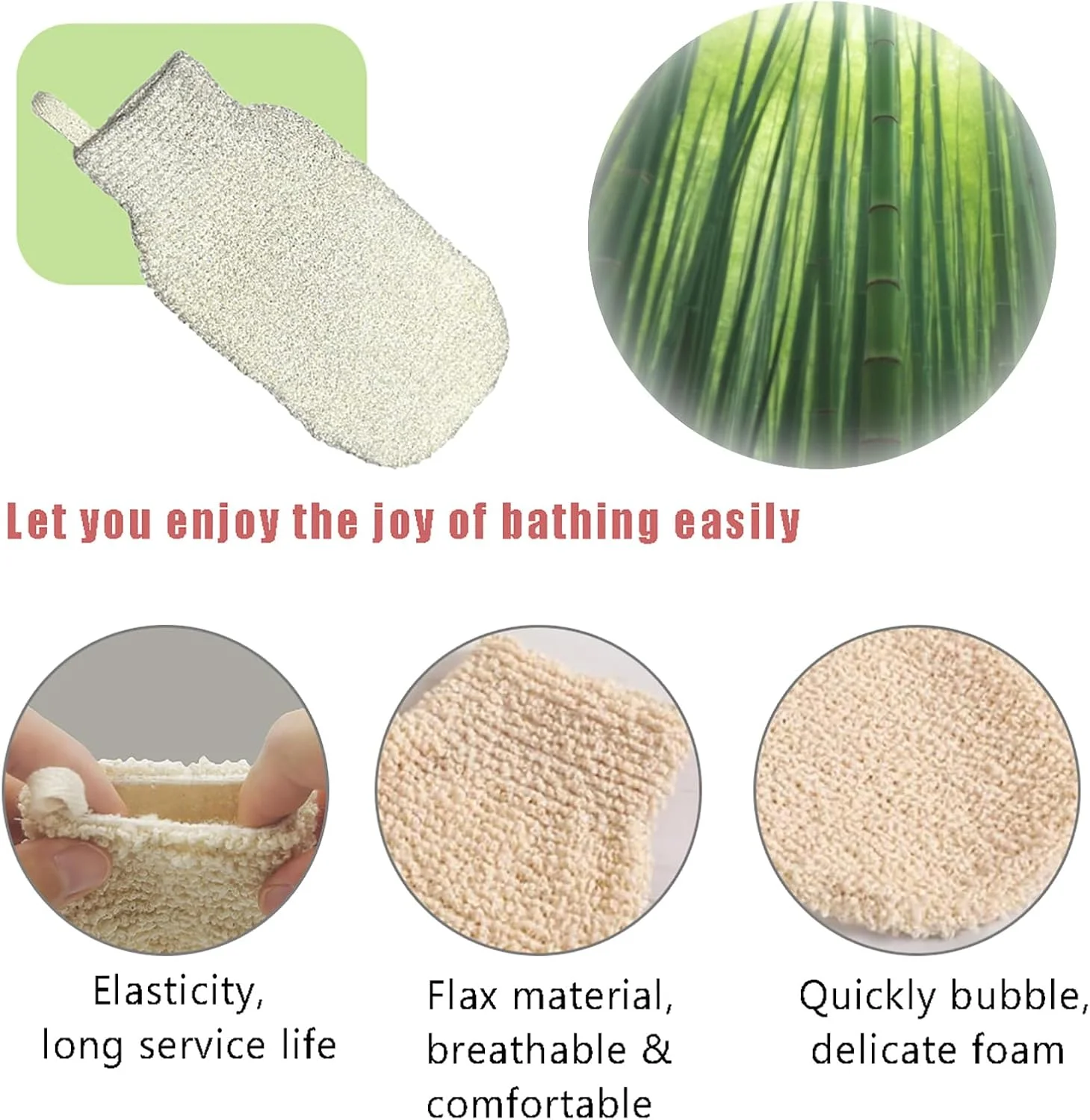 دستکش لایه بردار دووماما - لیف نرم الیاف بامبو طبیعی صورت و بدن برای آقایان و بانوان | پاکسازی عمیق، ماساژ، ملایم برای انواع پوست | دستکش حمام الیاف بامبو