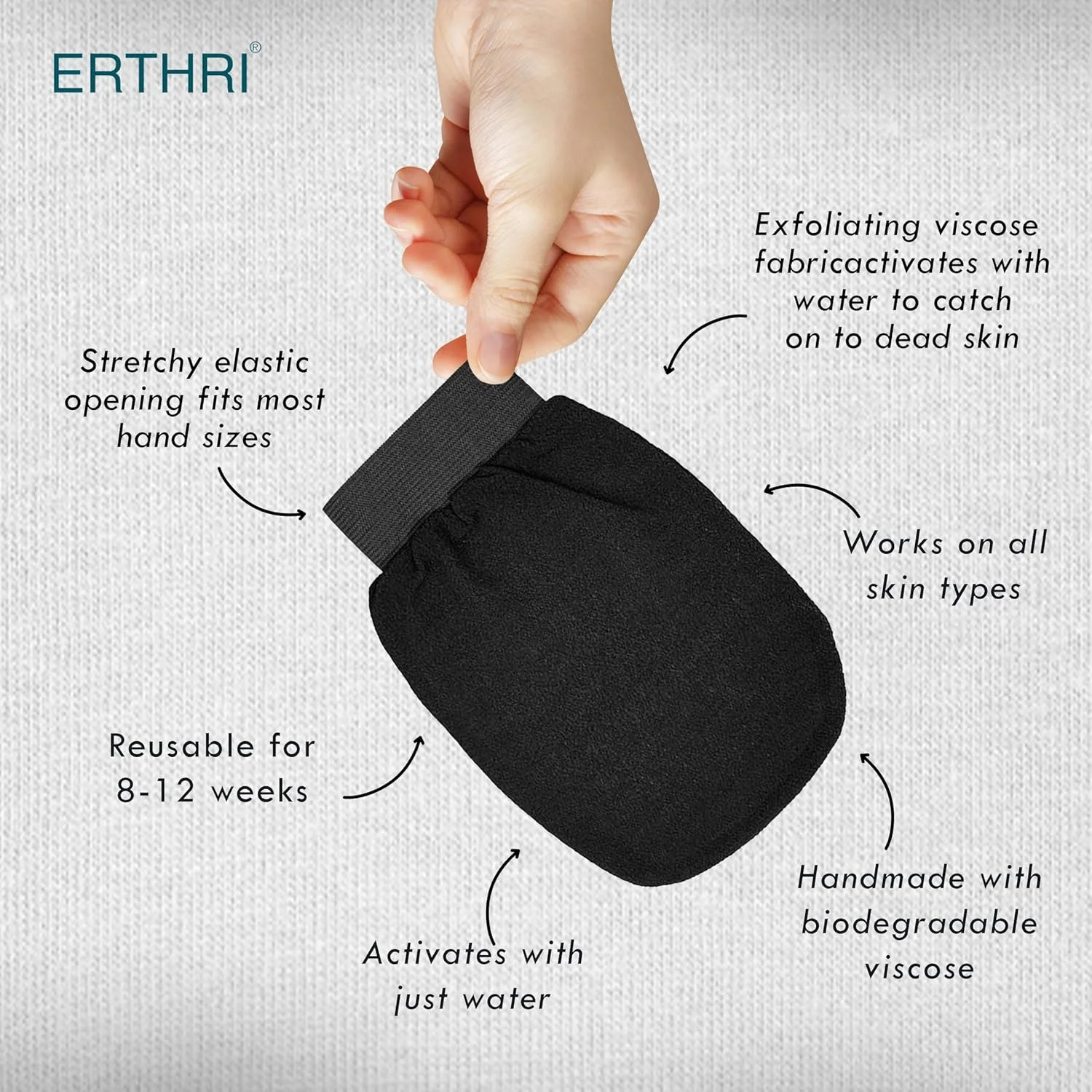 دستکش لایه بردار بدن اِرتری | دستکش لایه بردار بدن از جنس ویسکوز خالص | دستکش لایه بردار دو لایه برای پوست های مرده | دستکش حمام برای از بین بردن تیرگی پوست صورت و بدن (مشکی) (بسته 2 عددی) دستکش لایه بردار بدن اِرتری | دستکش لایه بردار بدن از جنس ویسکوز خالص | دستکش لایه بردار دو لایه برای پوست های مرده | دستکش حمام برای از بین بردن تیرگی پوست صورت و بدن (مشکی) (بسته 2 عددی)