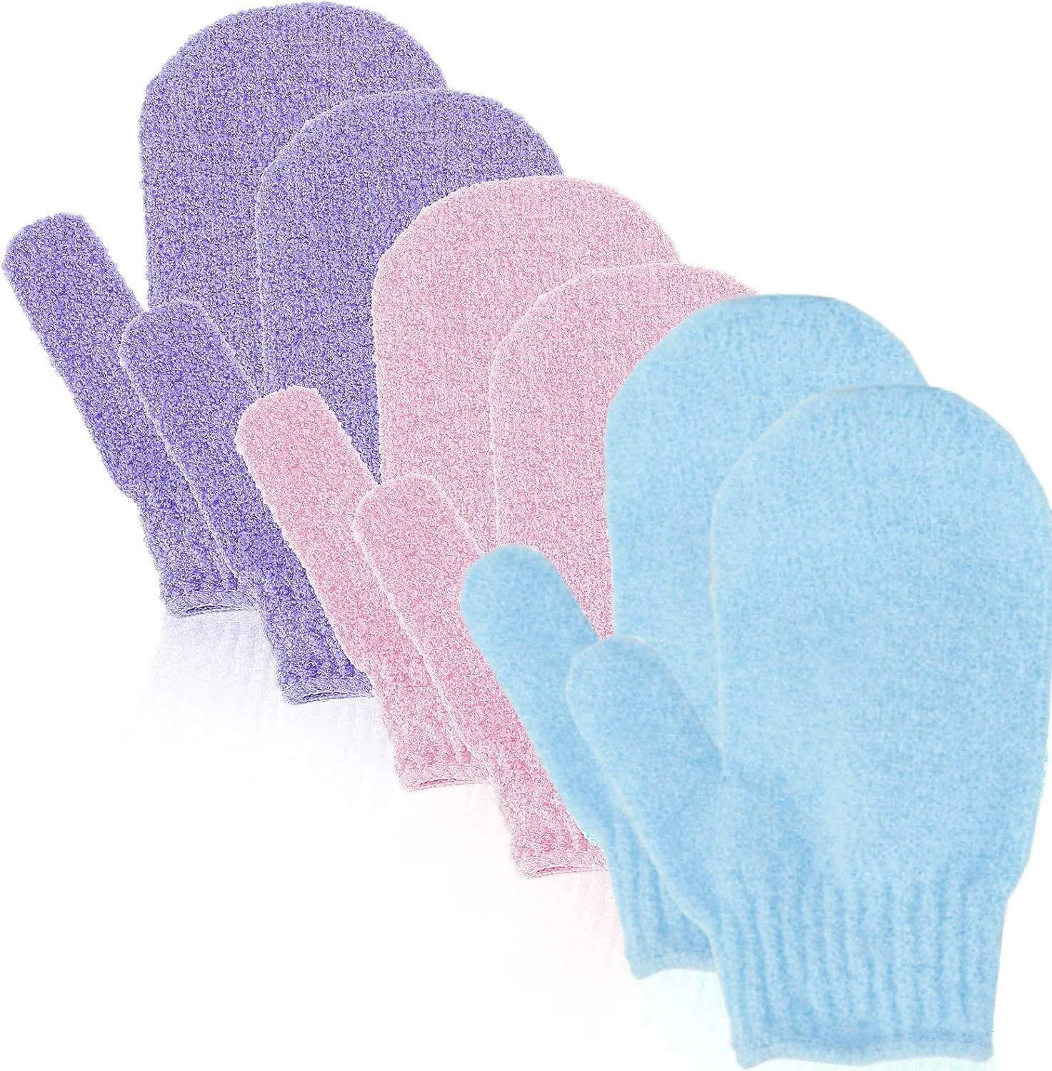 3 جفت دستکش لایه بردار، دستکش لایه بردار، دستکش لایه بردار دو طرفه پوست بدن، دستکش اسکراب، دستکش حمام، دستکش لیف حمام، لوازم جانبی دوش، برای پاکسازی پوست مرده یا خشک