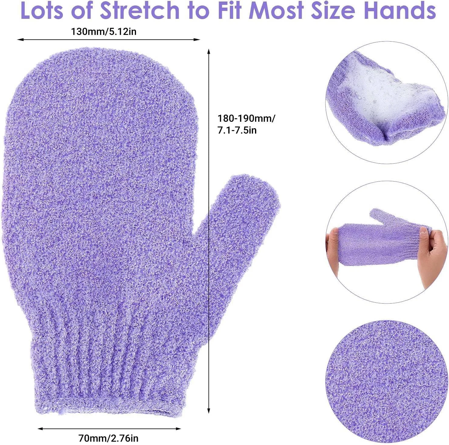 3 جفت دستکش لایه بردار، دستکش لایه بردار، دستکش لایه بردار دو طرفه پوست بدن، دستکش اسکراب، دستکش حمام، دستکش لیف حمام، لوازم جانبی دوش، برای پاکسازی پوست مرده یا خشک