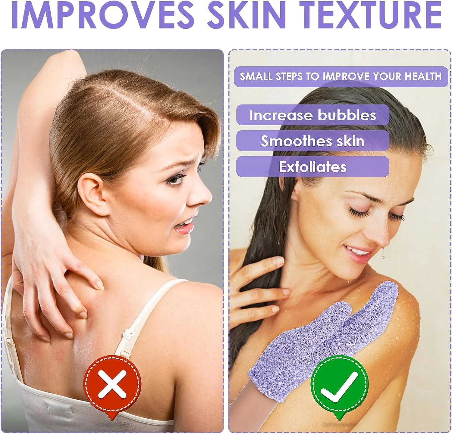 3 جفت دستکش لایه بردار، دستکش لایه بردار، دستکش لایه بردار دو طرفه پوست بدن، دستکش اسکراب، دستکش حمام، دستکش لیف حمام، لوازم جانبی دوش، برای پاکسازی پوست مرده یا خشک